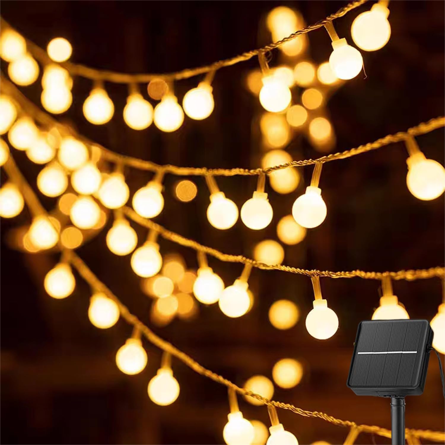 Solar Christmas Globe String Lights，100LED 39FT Outdoor Waterproof Christmas Decorative String Lights with 8 Lighting Modes & Timer for Christmas,New Year，Wedding, Camping，Patio, Yard (Globe/Solar)