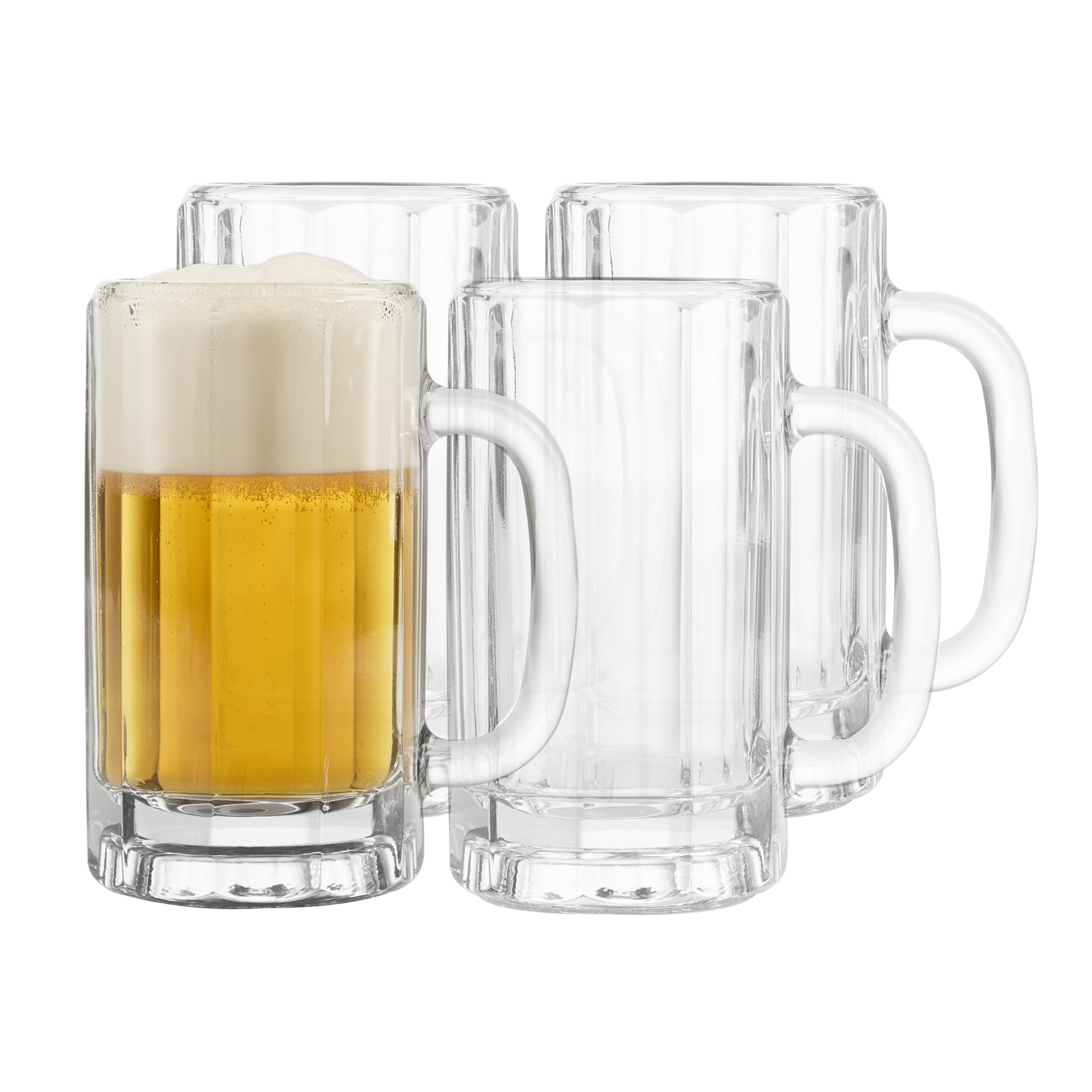 Libbey Heidelberg Glass Beer Mug Set, German Beer Glasses Set Of 4 to Serve Ales and Lagers, Freezer Beer Mugs for Birthdays, Housewarming Parties