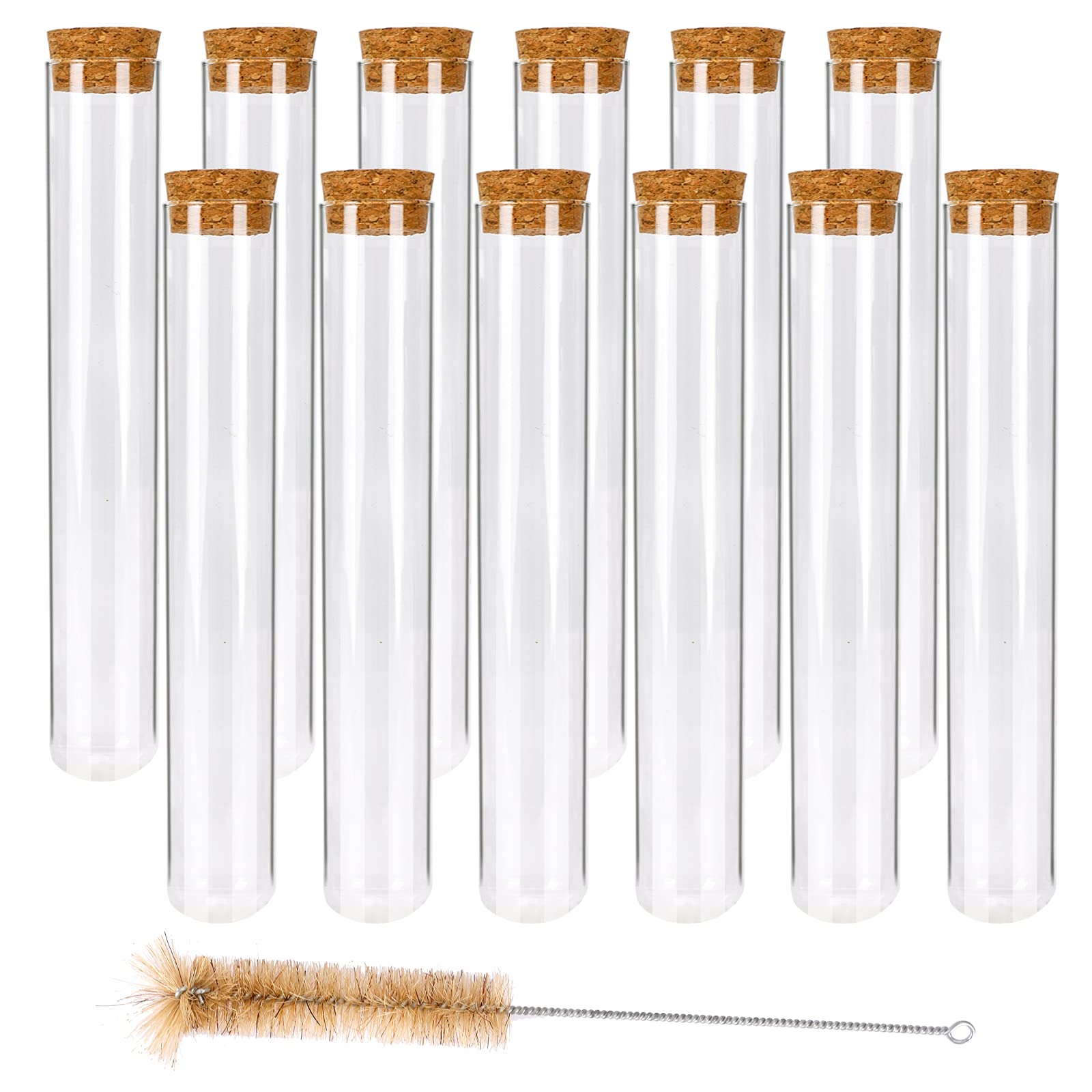 DEPEPE 12Pcs 80Ml Glass Test Tubes 25×200Mm With Cork Stoppers And 1 Brush