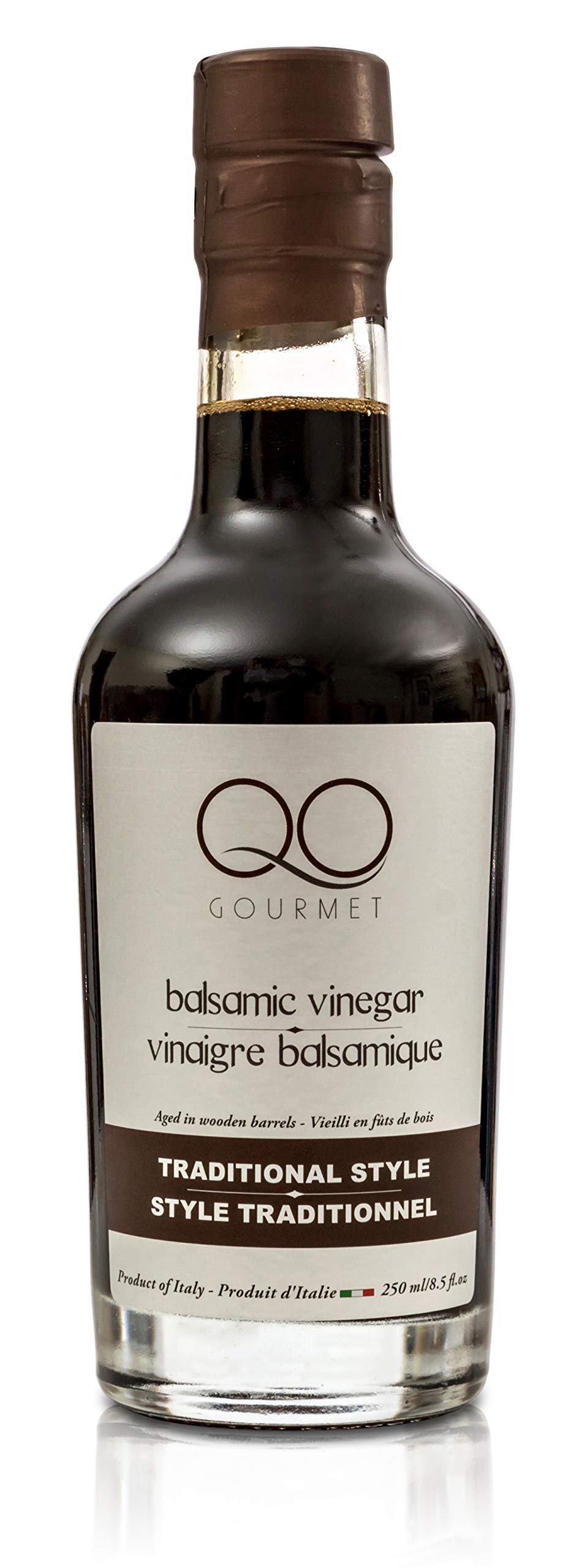 QO Thick Aged Balsamic Vinegar of Modena | Traditional Style | Gourmet Premium Dense Italian Vinegar | Aceto Balsamico di Modena | All Natural | Aged in Wooden Barrels | Crafted in Modena | 8.5 fl.oz