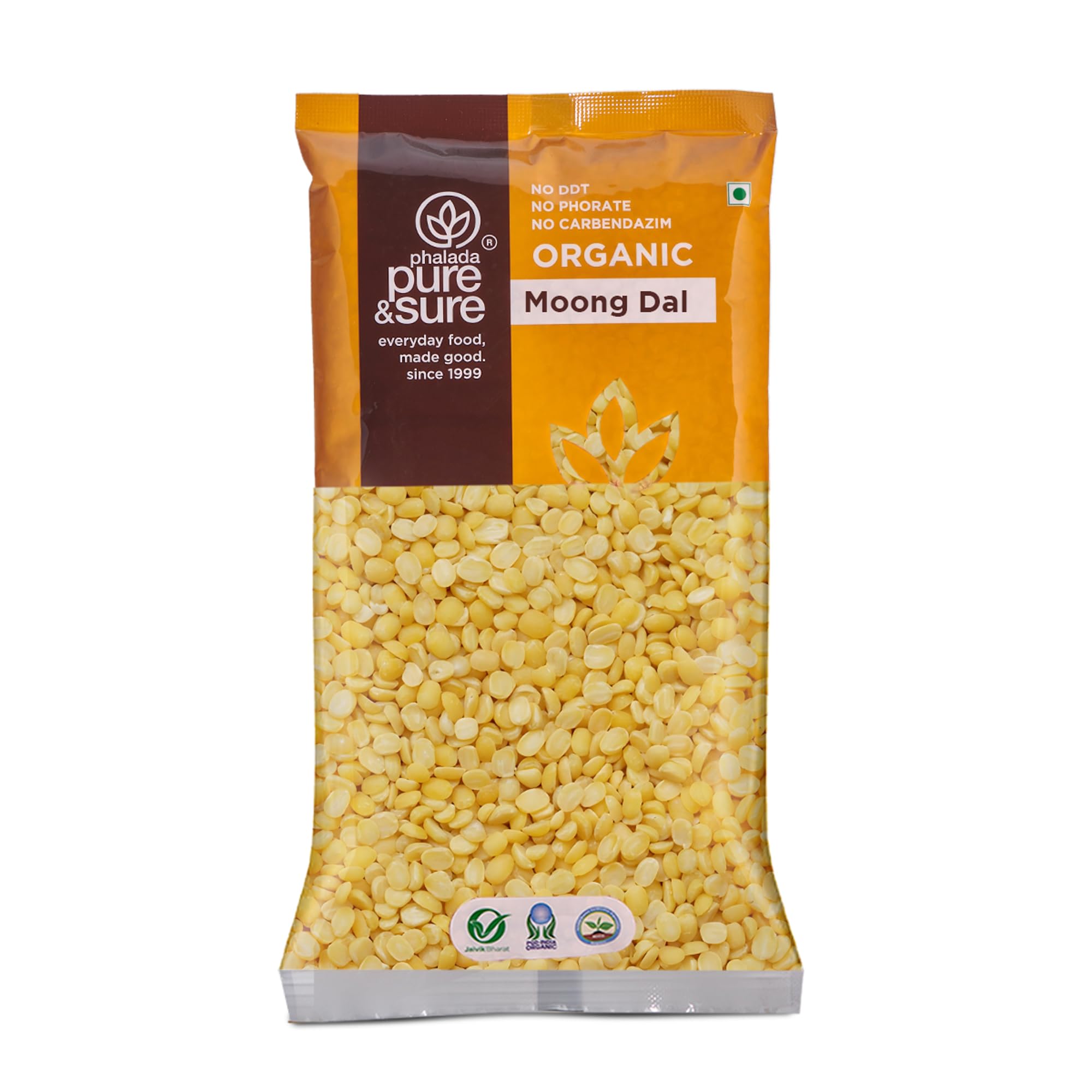 Pure & Sure Organic Yellow Moong Dal (Split) 500gm(Pack of 1) | 100% Natural Mung Dal Chilka | Unpolished | Vegan, Gluten-Free, Non GMO | Chemical Free & Pesticides Free