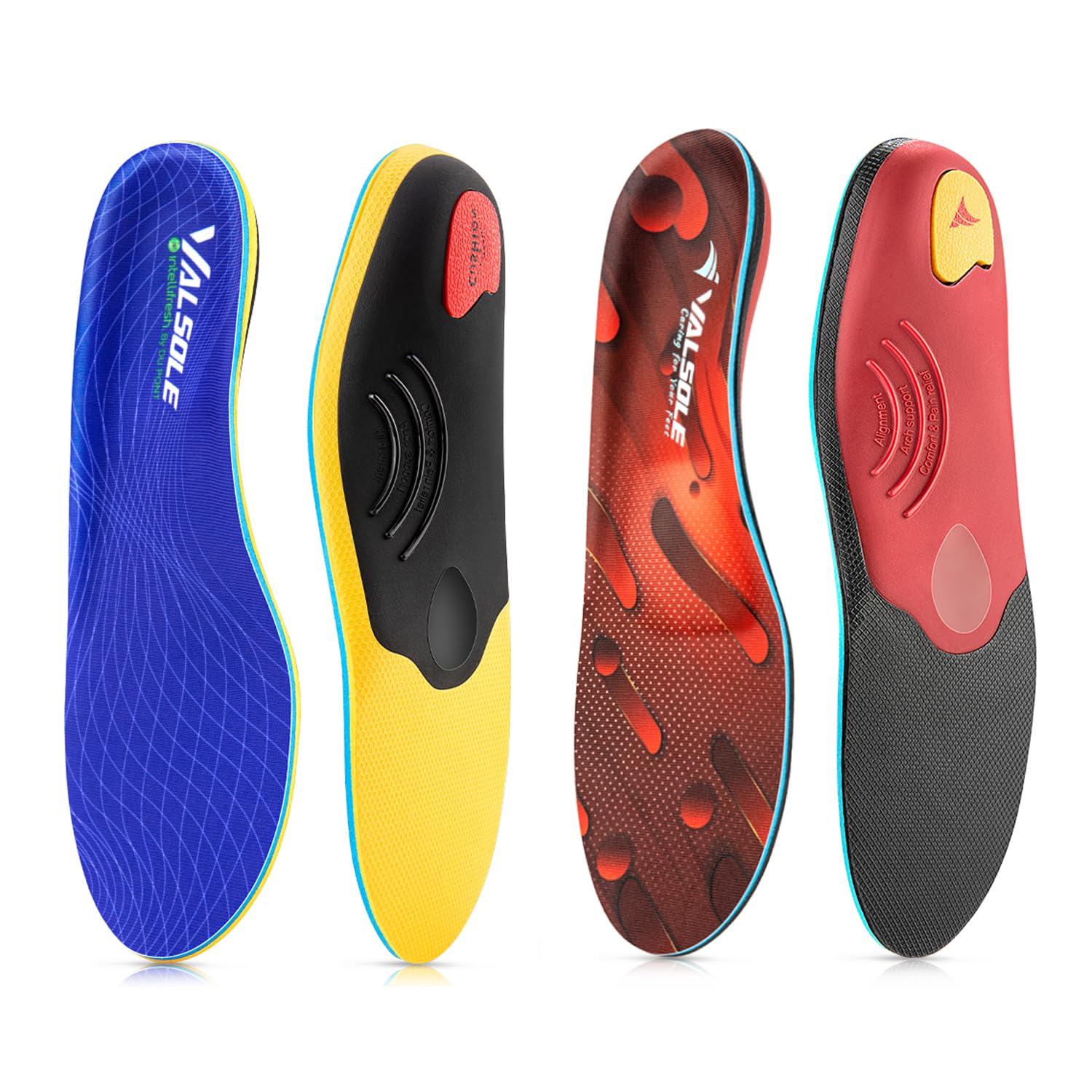 VALSOLEHeavy Duty Support Pain Relief Orthotics - 220+ lbs Plantar Fasciitis High Arch Support Insoles for Men Women, Flat Feet Orthotic Insert, Work Boot Shoe Insole, Absorb Shock with Every Step