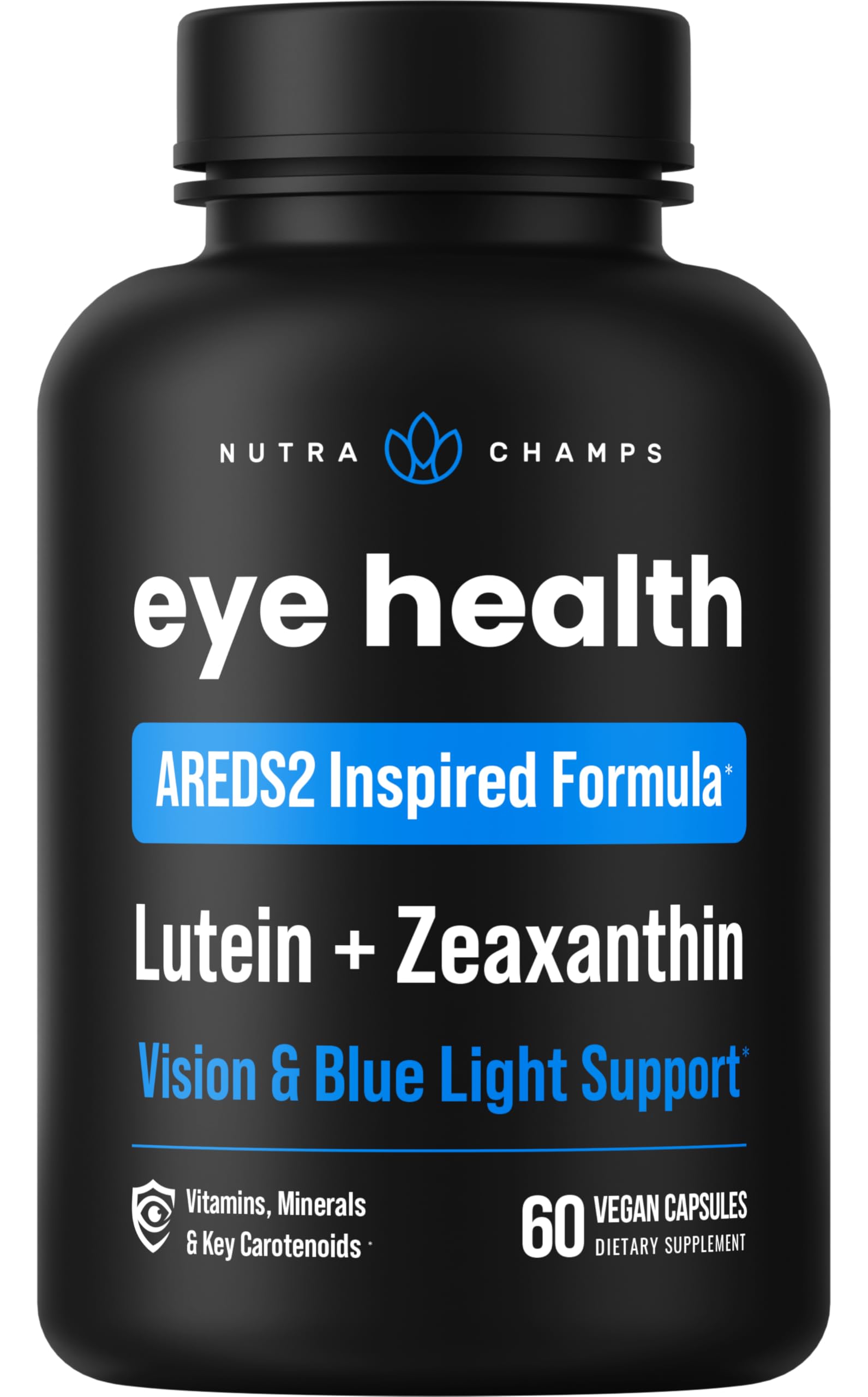 AREDS 2 Eye Vitamins - Lutein, Zeaxanthin & Bilberry Extract - Supports Eye Strain, Dry Eyes, Vision & Blue Light Defense - Eye Health Supplement with Carotenoids & Vitamin C, E & Zinc - 60 Capsules