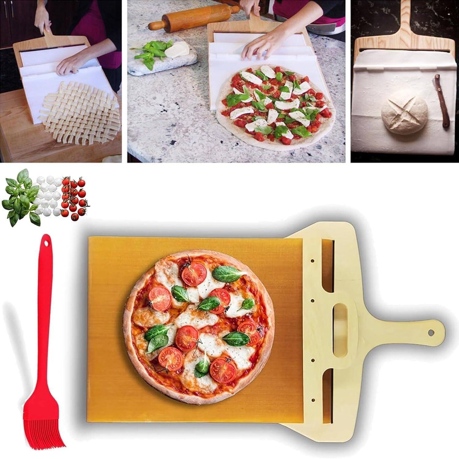 Sliding Pizza Peel,Pizza Smart Slider,Sliding Pizza Shovel,Self Launching Pizza Peel, Pizza Conveyor Peel,Pizza Transfer Slider 50 * 30cm 1pc KGX-12013 (Color : 50 * 30cm(19.6in))