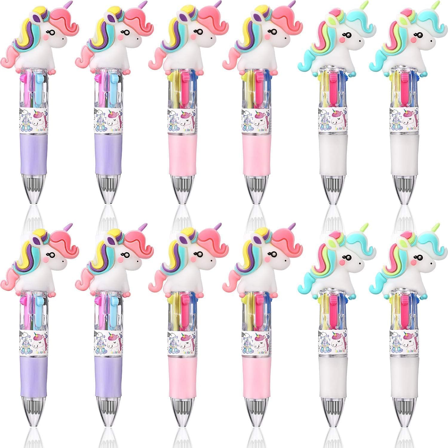 SAHENITEANA 12 Pieces Unicorn Pen Multicolor Unicorn Ballpoint Pen Retractable Unicorn Pen Unicorn Ballpoint Pens Mini Unicorn Multicolored Gel Pens Unicorn Party