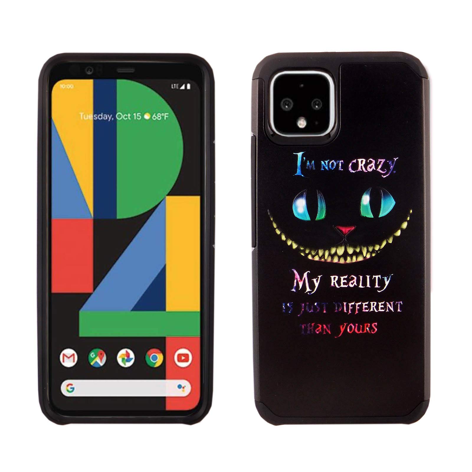 for Pixel 4 Case Alice Cat, IMAGITOUCH 2-Piece Style Armor Case with Flexible Shock Absorption Case & Alice Quotes Design Cover Hybrid