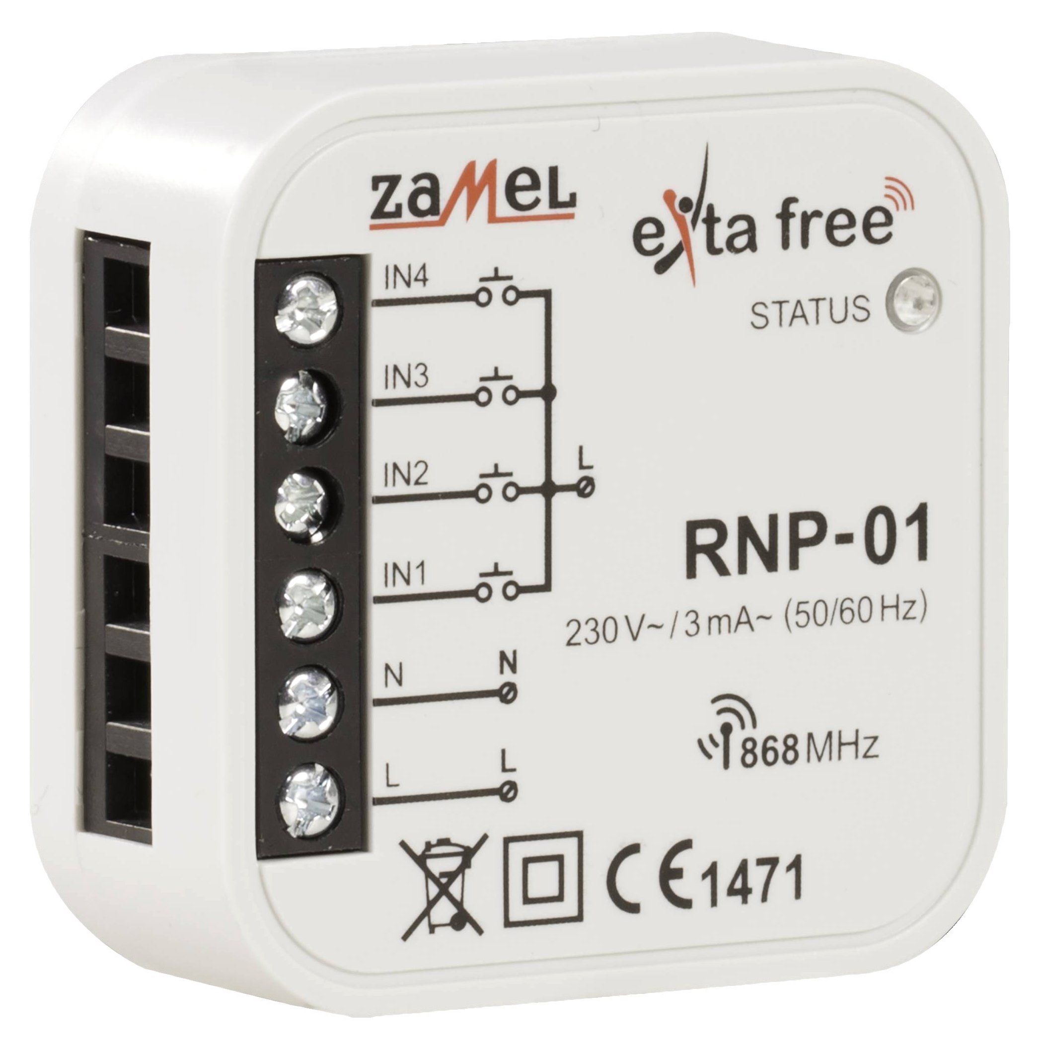 Exta free 4 channel flush-mounted radio transmitter RNP-01, pack of 1