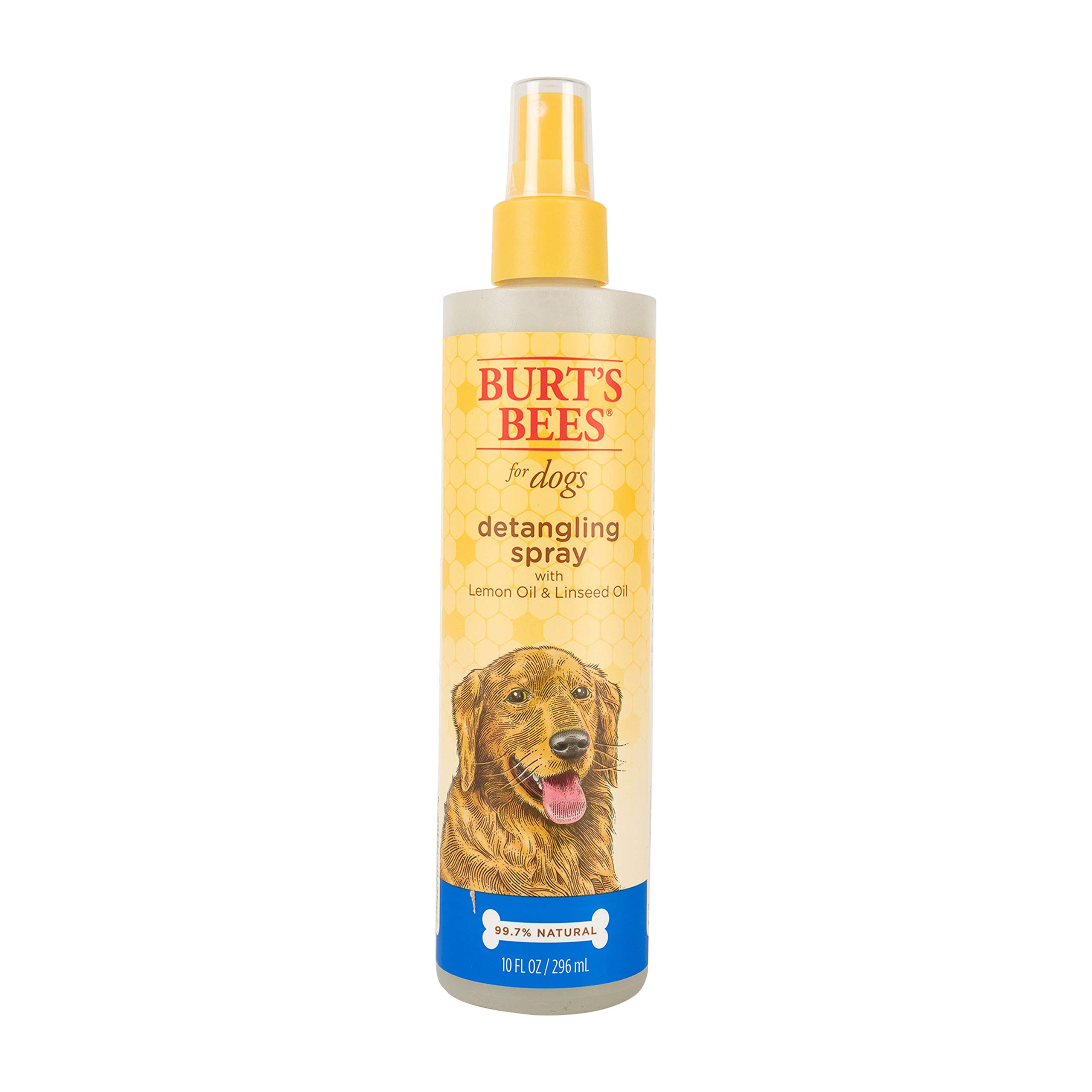 Burt's Bees for Pets Naturally Derived Detangling Spray With Lemon and Linseed - Dog and Puppy Fur Detangler Spray to Comb Through Knots, Mats, and Tangles- Made in the USA, 10 Ounces