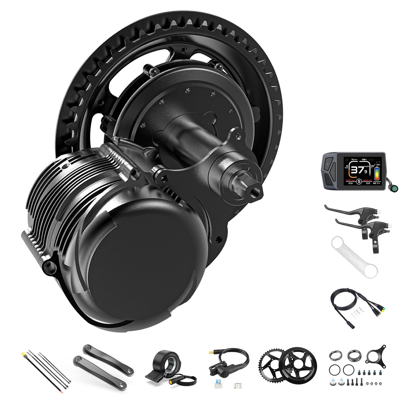 750W TSDZ8 Mid Drive Ebike Conversion kit for Upgraded Tongsheng Mid- Drive Kit with Battery,High Power Torque Sensor Mid-Mounted Motor with EKD01 Display for 68-73MM BB Road/City/Mountain Bike