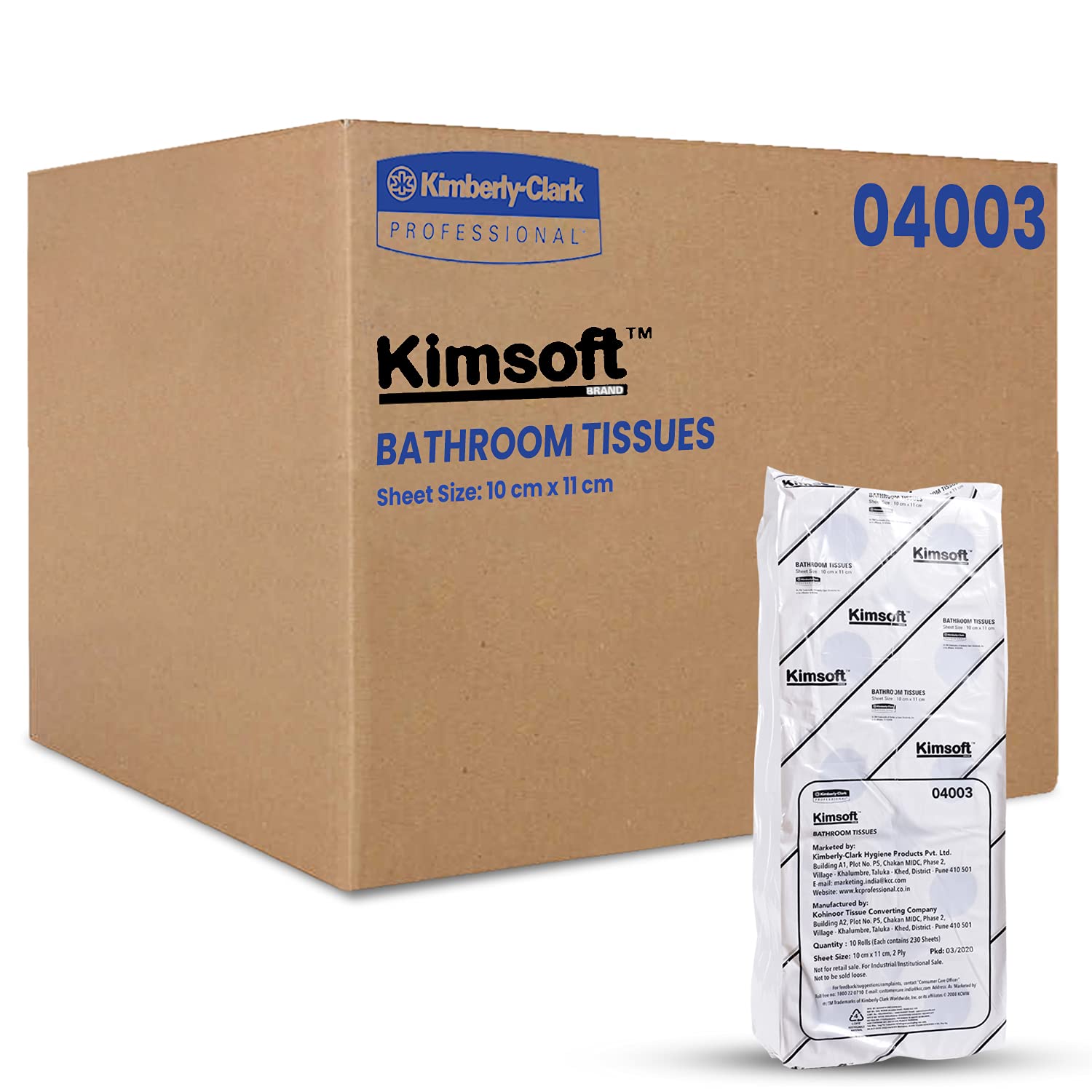 Kimsoft® 2 ply Toilet Paper Tissue Roll, 100 Rolls, 230 Pulls/Roll (Total 23,000 Sheets) (04003)