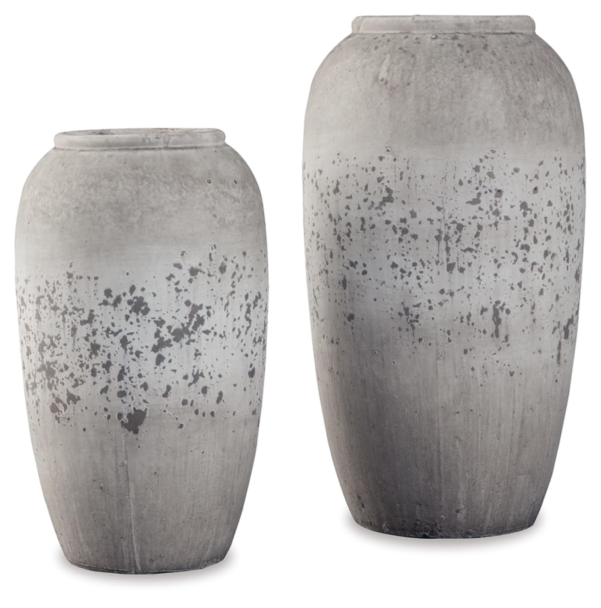 Signature Design by Ashley Dimitra Painted Ceramic 2 Piece Decorative Vase Set, Light Gray