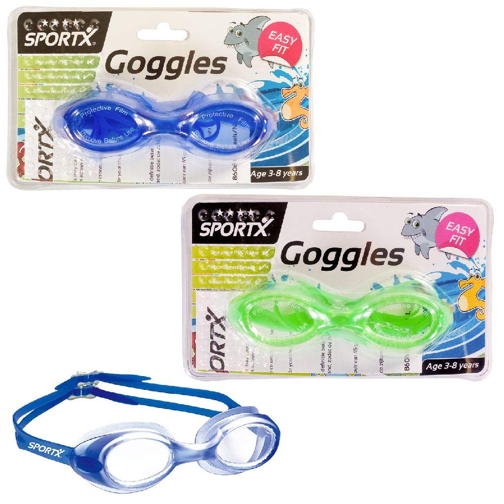 Sportx Unisex's Pro Swim Goggles-Green/Blue, 3-8 Years