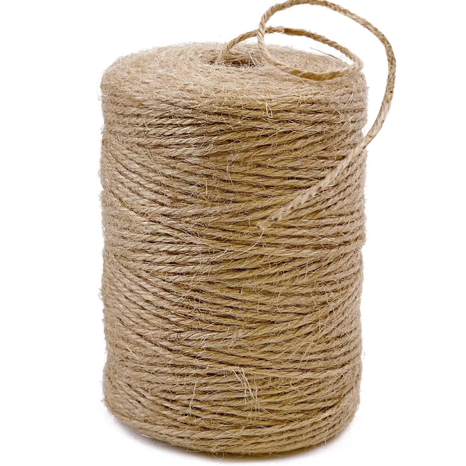 656 Feet 3Ply Jute Twine String, 2mm Natural Brown Thick Twine Rope for Crafts, Gardening, Tomato, Climbing Plant, Tie Floristry, Gift Wrapping Packing, Christmas, Wedding Decor