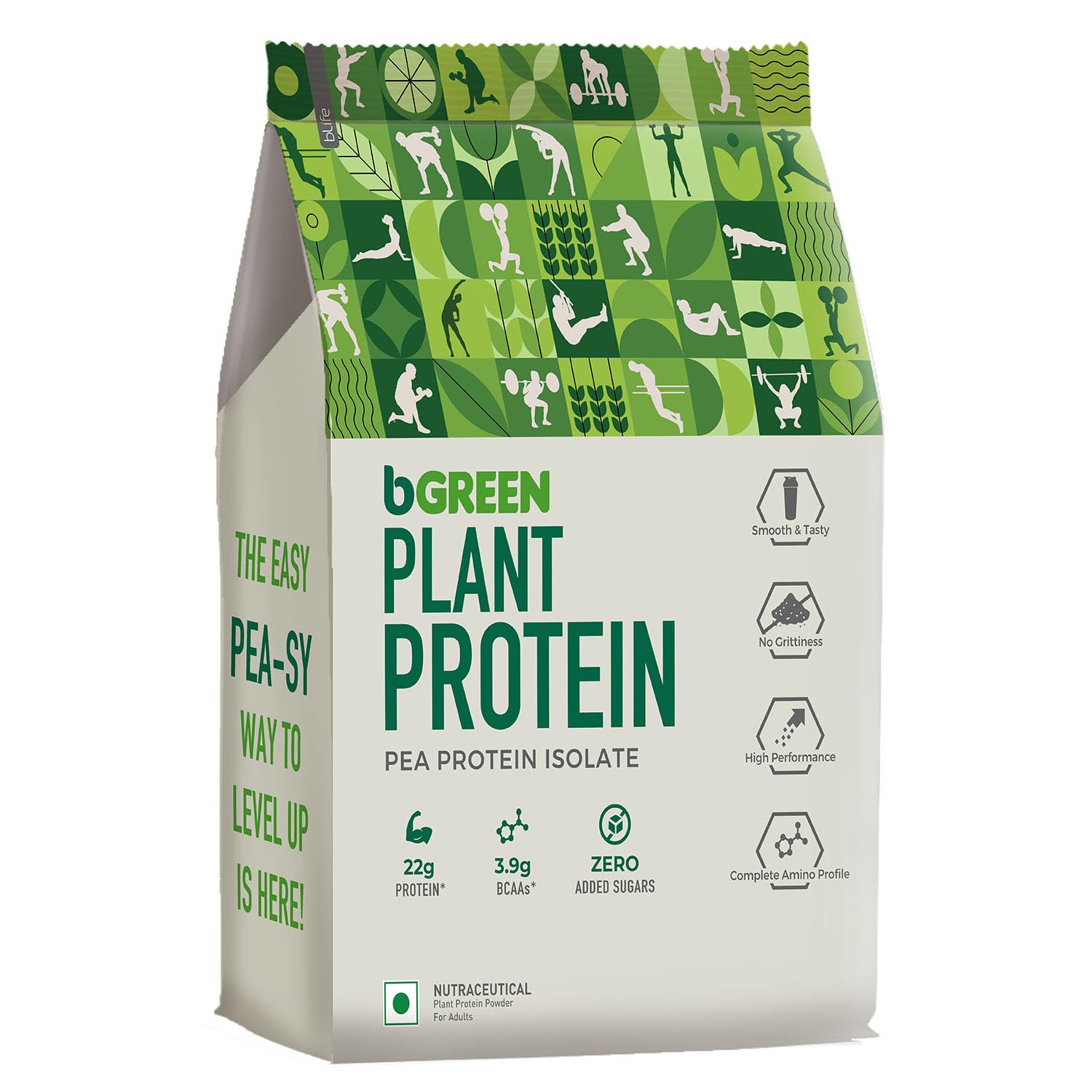 bGREEN by HealthKart Vegan Plant Protein Powder (Chocolate, 1kg, 27 Servings) | 25g Protein (Pea Protein Isolate & Pumpkin Seed)