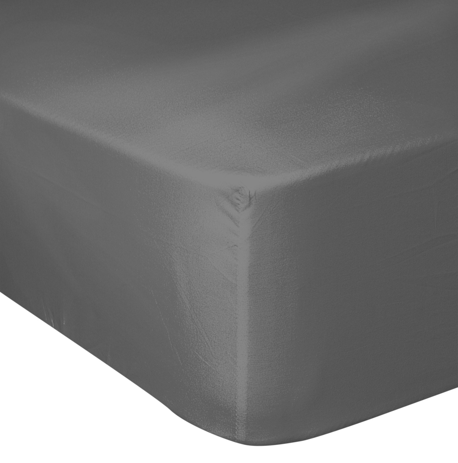 HOME LINGE PASSION Fitted Sheet 57 Thread Count, Cotton, Dark Grey, 160 x 200 cm