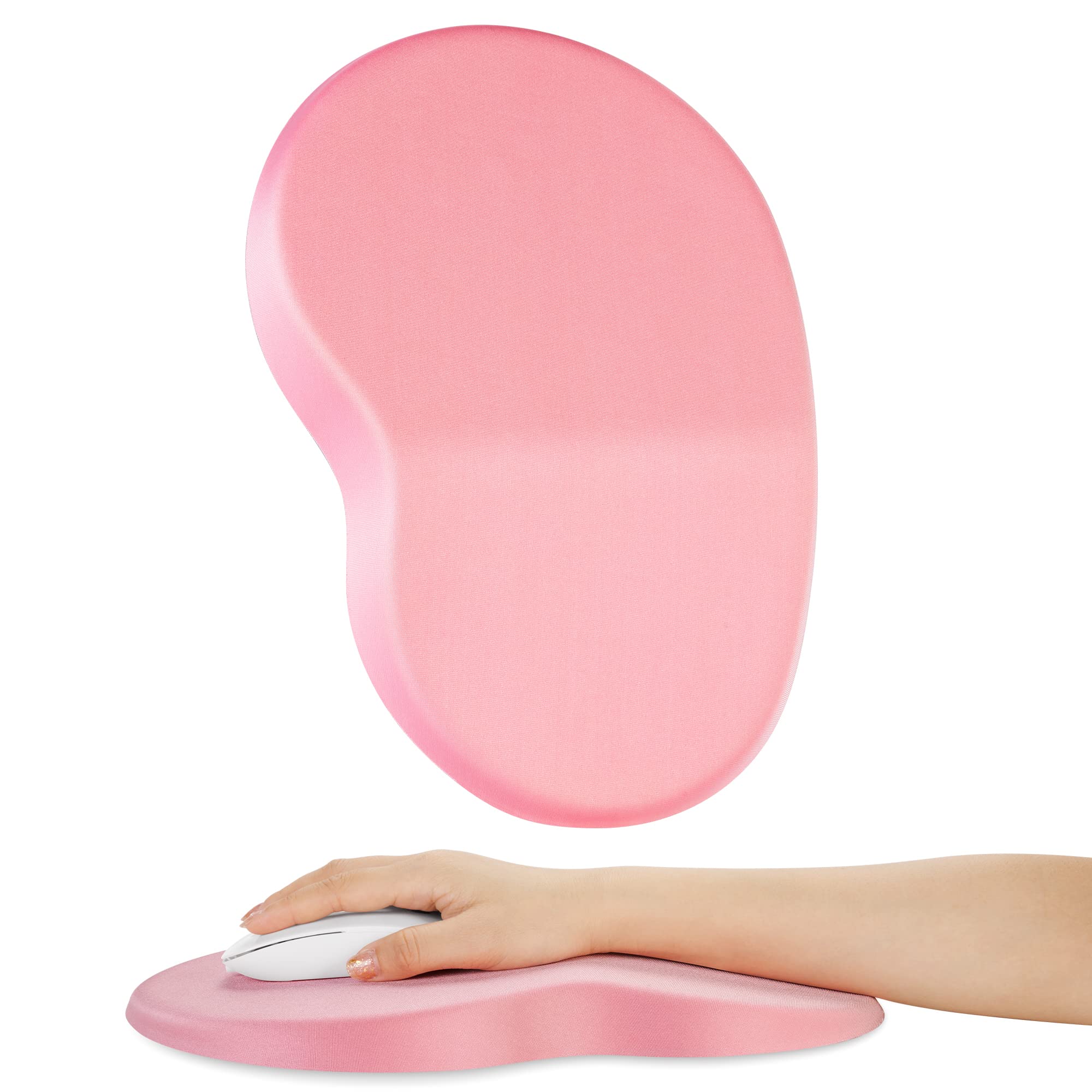 Ergonomic Mouse Pad with Wrist Support, Relief Carpal Tunnel Pain Mousepad, Full Memory Foam with Non-Slip PU Gel Base, Comfortable Wrist Pad Mouse Pad for Computer Laptop Desktop Office Home (Pink)