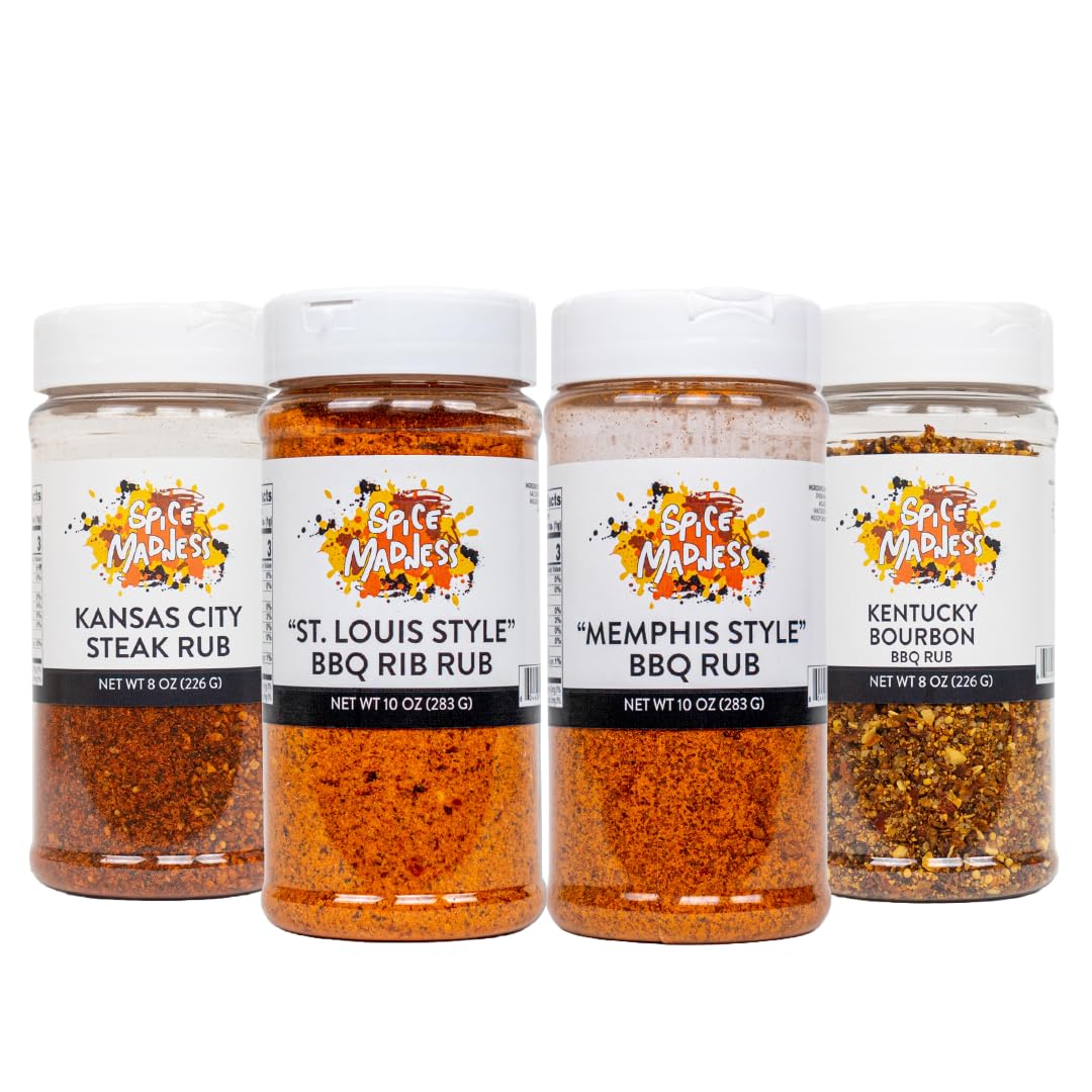 MORTAR AND PESTLE4-PC TASTE OF AMERICA BUNDLE - Premium BBQ Spice Rubs - Authentic American Flavors - St. Louis, Memphis, Kentucky Bourbon, Kansas City - Gift for Grill Masters and Foodies