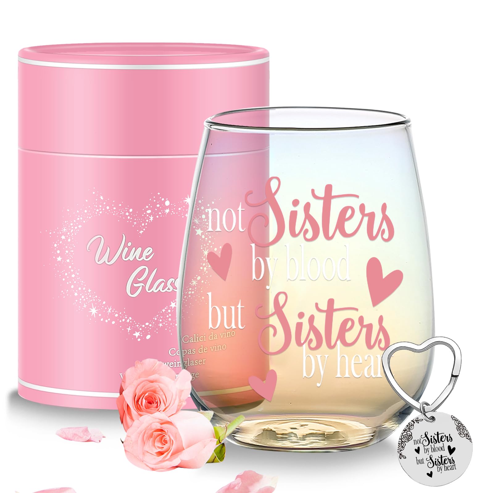 Yalucky Friendship Gifts for Women Personalised Iridescent Stemless Wine Glass Best Friend Bestie Sister Christmas Birthday Gifts for Her Women Gin Glass Special Friend Gift Idea