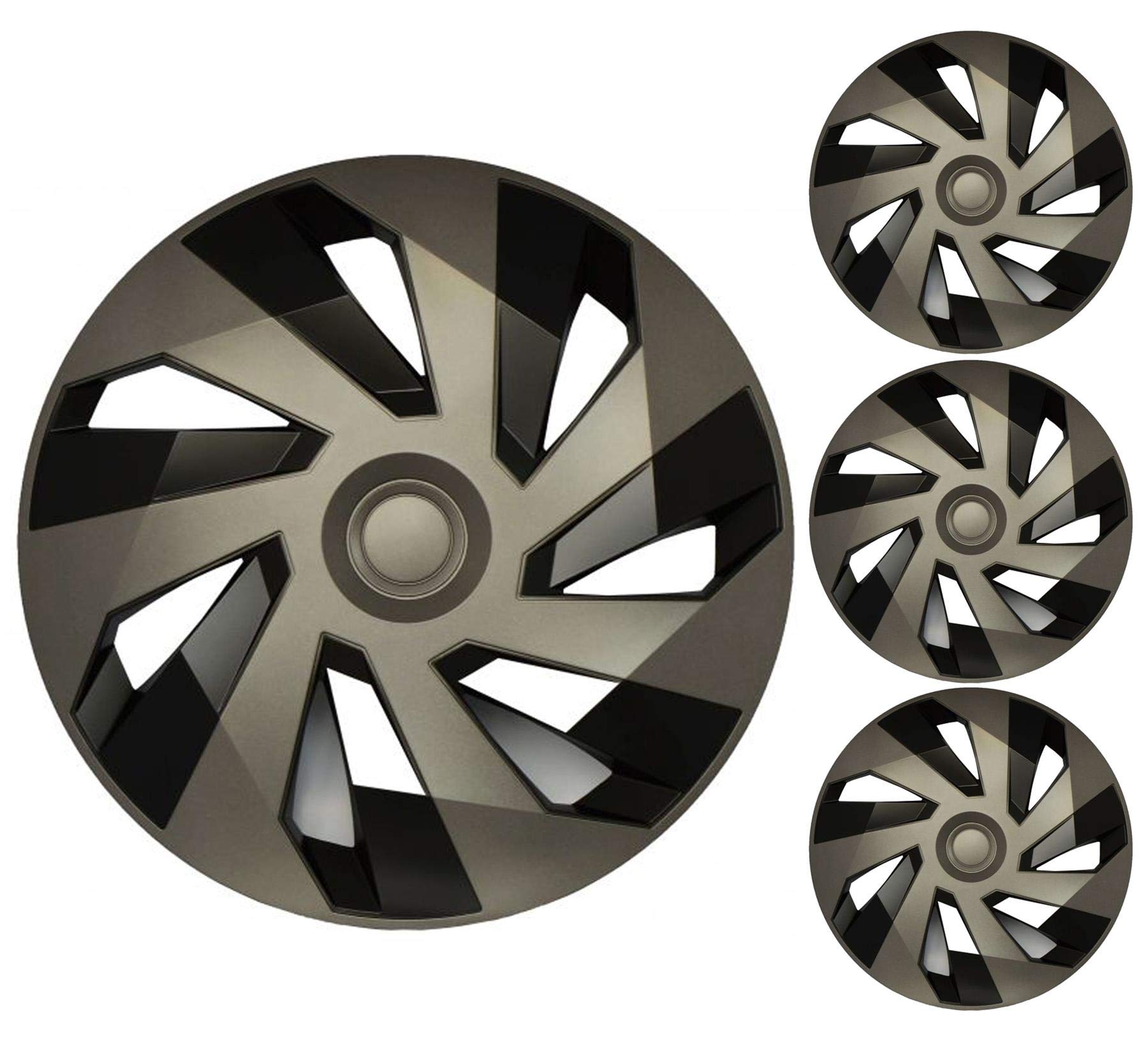 UKB4C Set of 4 Vector Graphite & Black Alloy Look Wheel Trims Hub Caps 15" Protection