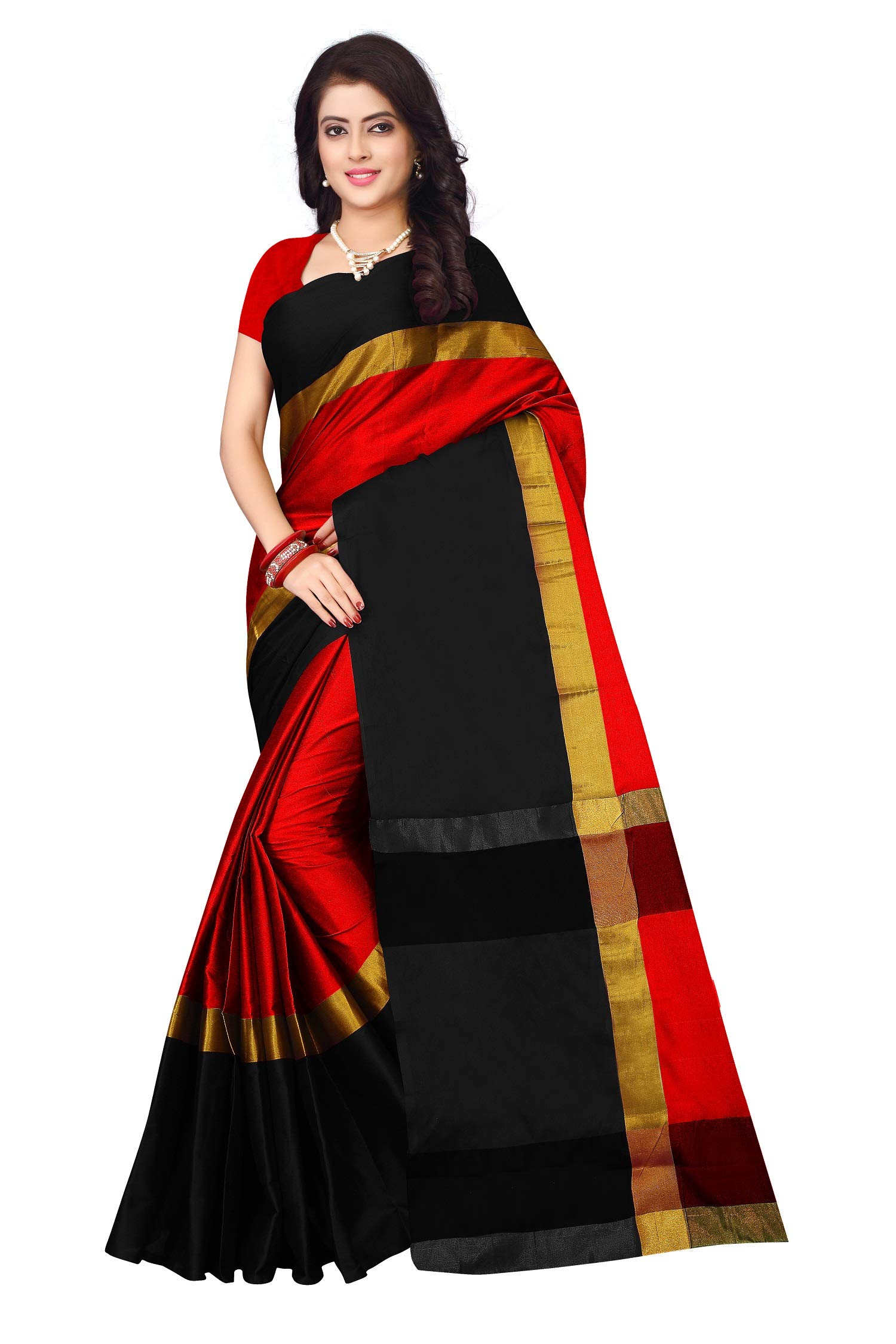 DHRUVI TRENDZSoft Cotton Silk Plain Patta Saree