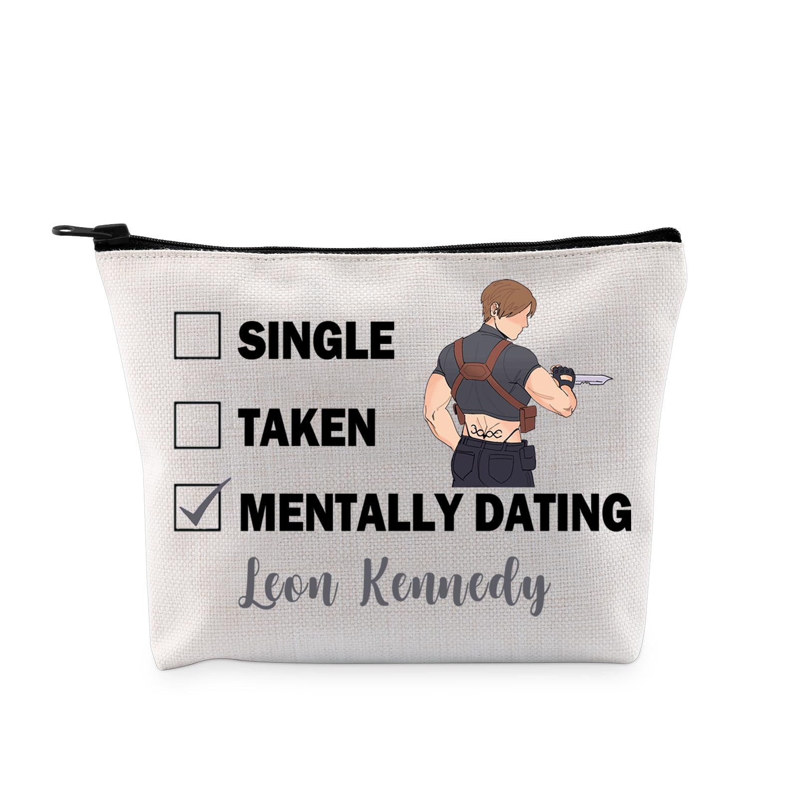 GenericPYOUL Games Inspired Gift Mentally Dating Leon K Makeup Bag Leon K Lover Cosmetic Bag Video Games Fan Gift Games Merch (Dating Leon K Bag)