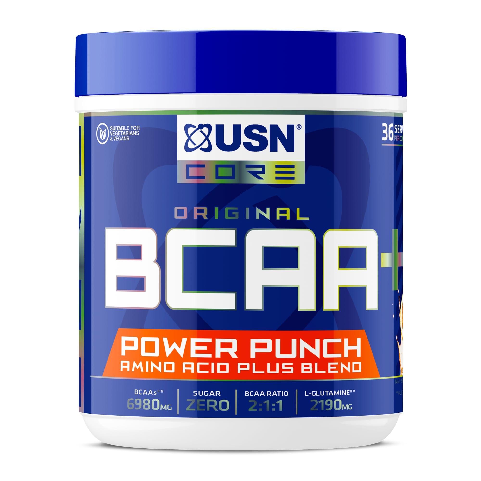 USNPower Punch BCAA Amino Acids Powder, Tangerine Flavour - 400g, Vegan BCAA Powder, Vitamin B6 & No Sugar, Pre Workout or Intra Workout Energy Drink Mix & Dietary Supplement to Maximise Performance