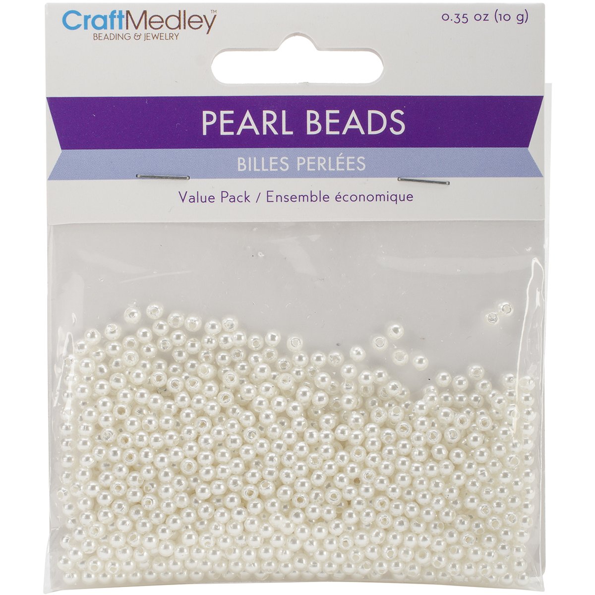 Craft Medley 850 Piece Acrylic Pearl Beads, 3mm, Ivory