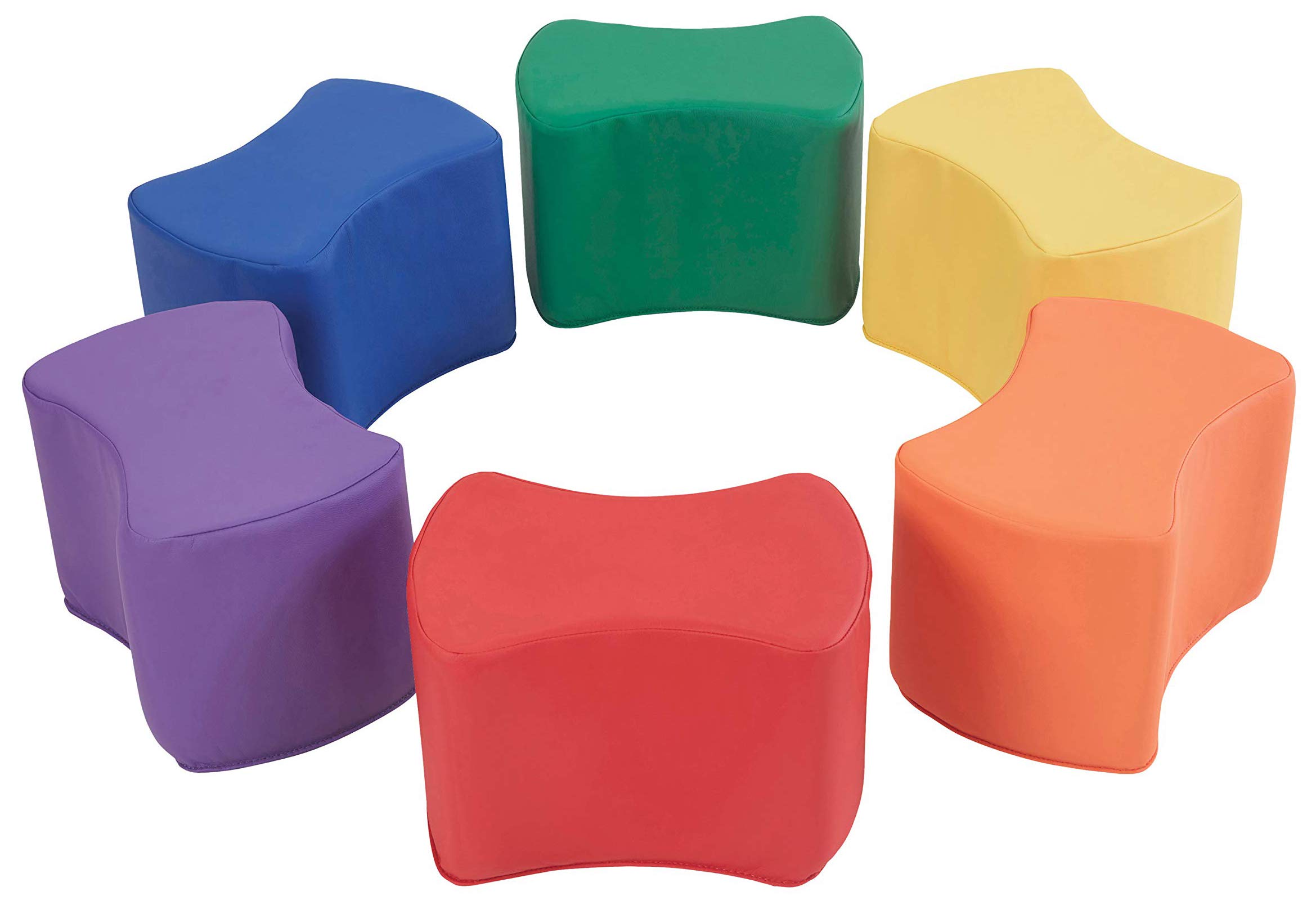 Factory Direct Partners 10442-AS SoftScape 10" Butterfly Stool Modular Seating Set for Toddlers and Kids, Soft Lightweight Foam (6-Piece Set) - Assorted