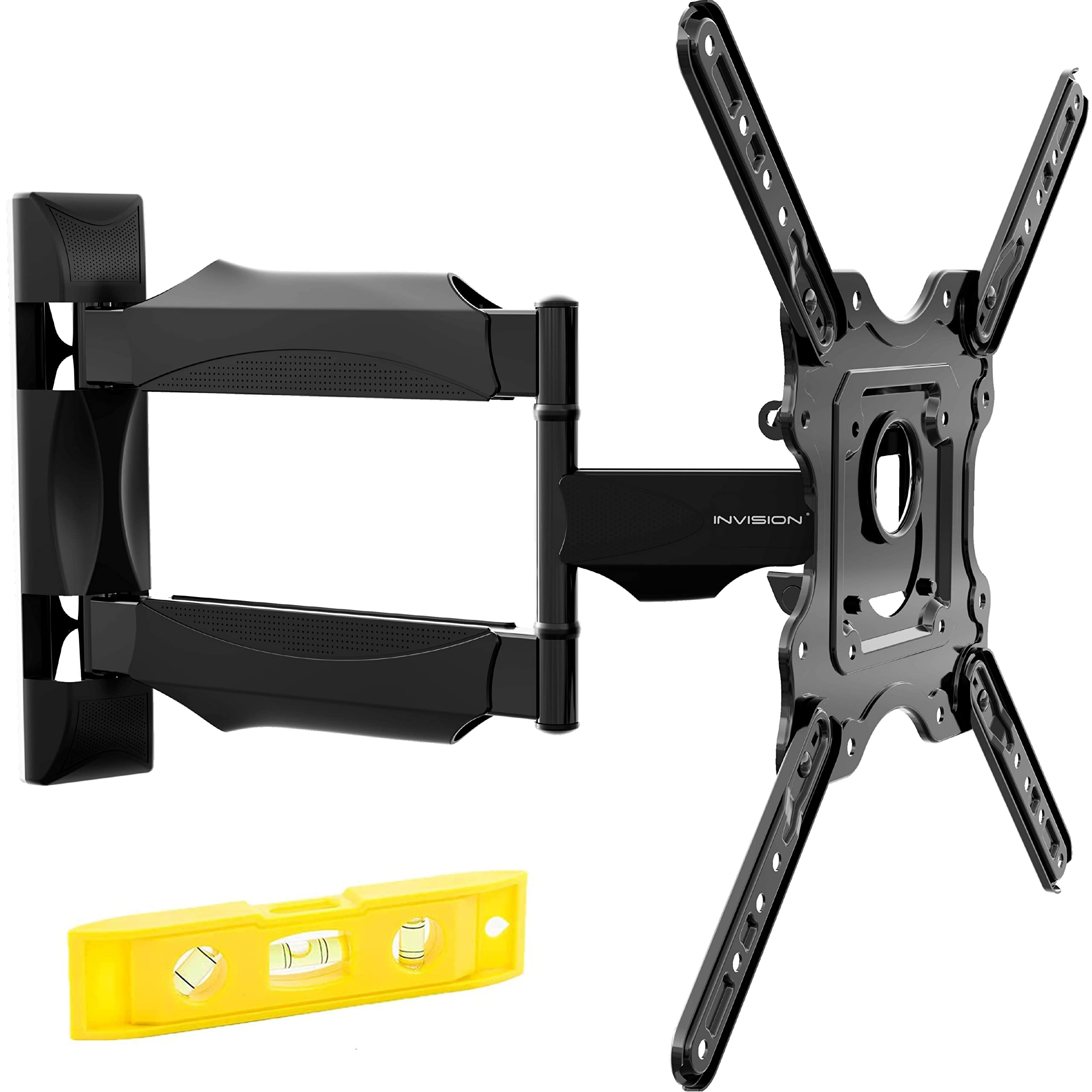 Invision TV Wall Bracket Mount for 24-60 Inch Screens, VESA 100x100mm up to 400x400mm, Tilts Swivels & Extends for Flat & Curved TVs, Includes Spirit Level, Weight Capacity 36.2kg (HDTV-E)