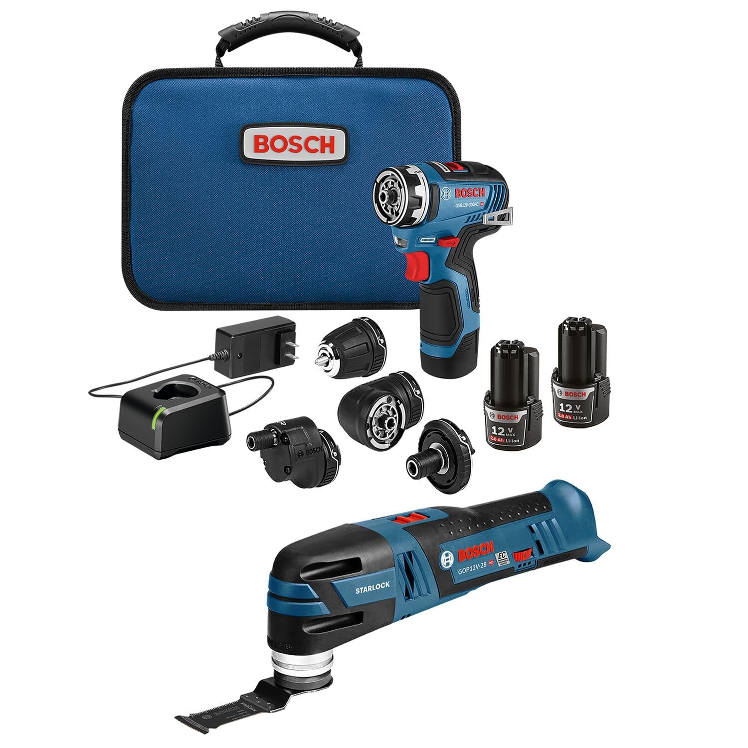 BOSCH GXL12V-270B22 12V Max 2-Tool Combo Kit with Chameleon Drill/Driver Featuring 5-In-1 Flexiclick® System and Starlock® Oscillating Multi-Tool