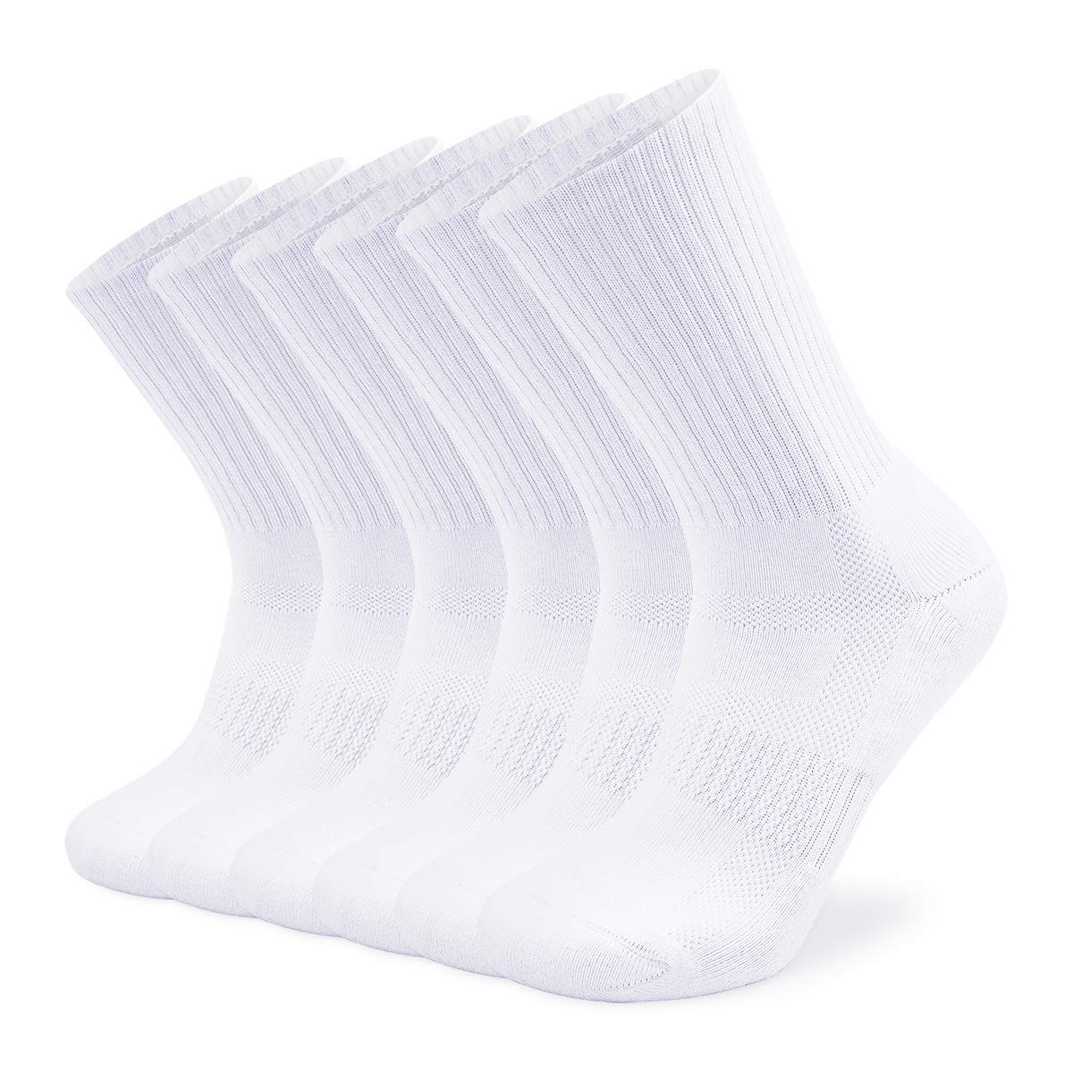 Sox Town Men’s 6 Pairs of Combed Cotton Cushioned Sole Performance Athletic Crew Socks