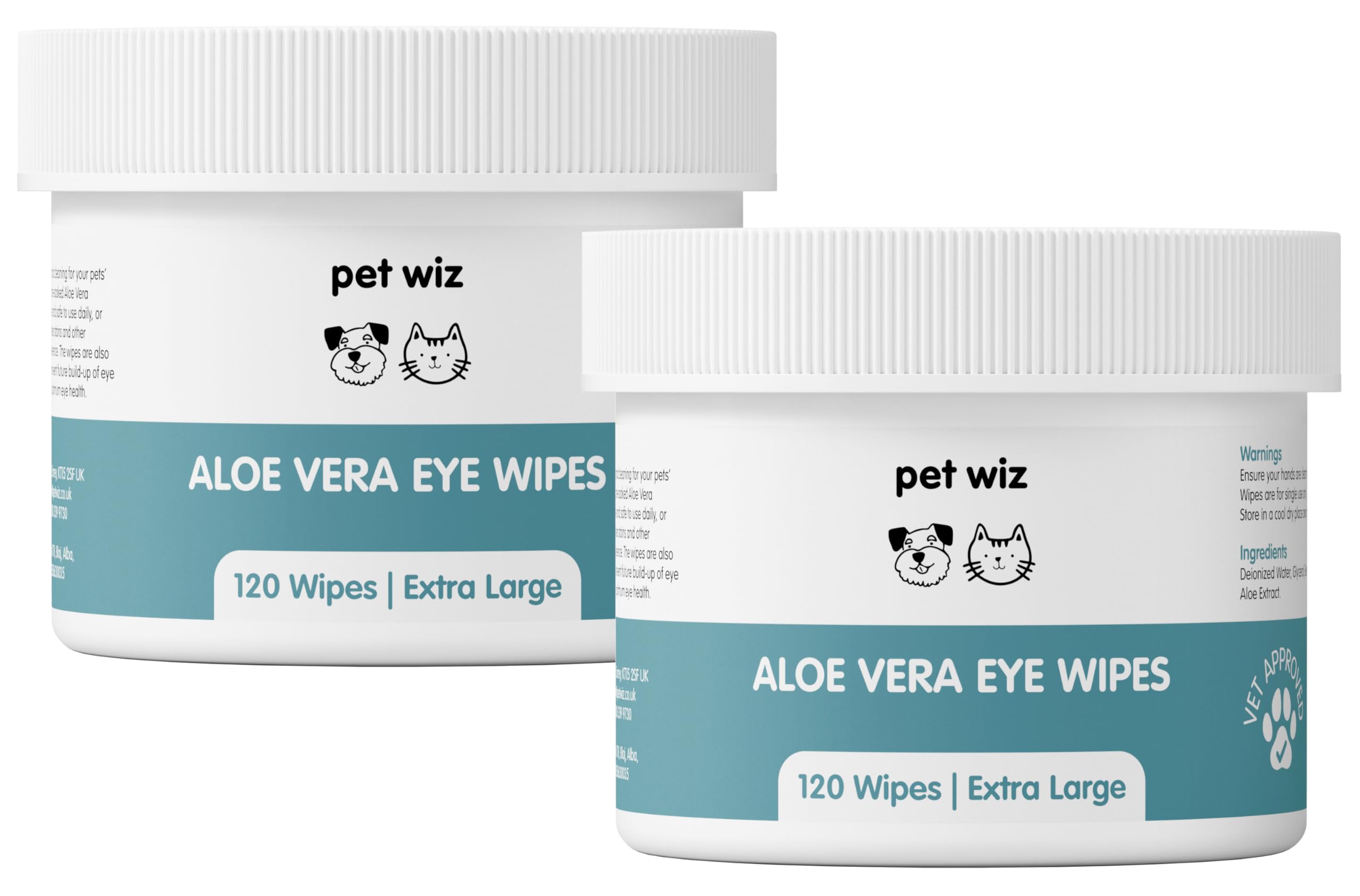 pet wiz Vet Approved | 240 Extra Large Natural Eye Wipes | Gentle & Soothing