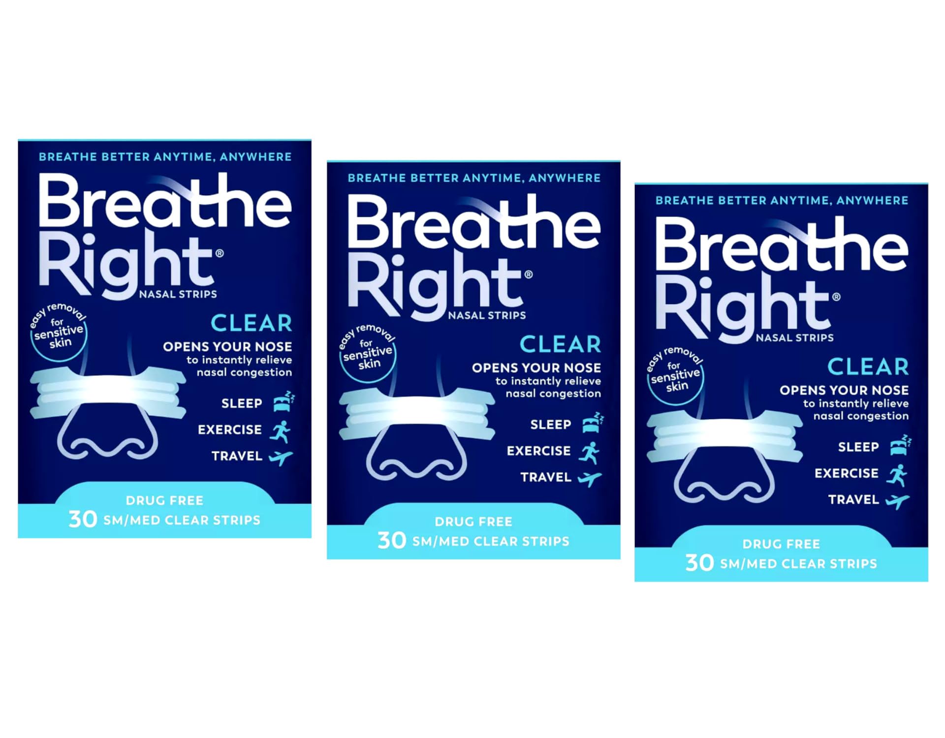 Breathe Right Nasal Strips, Small/Medium, Clear (Clear - 90 Count)