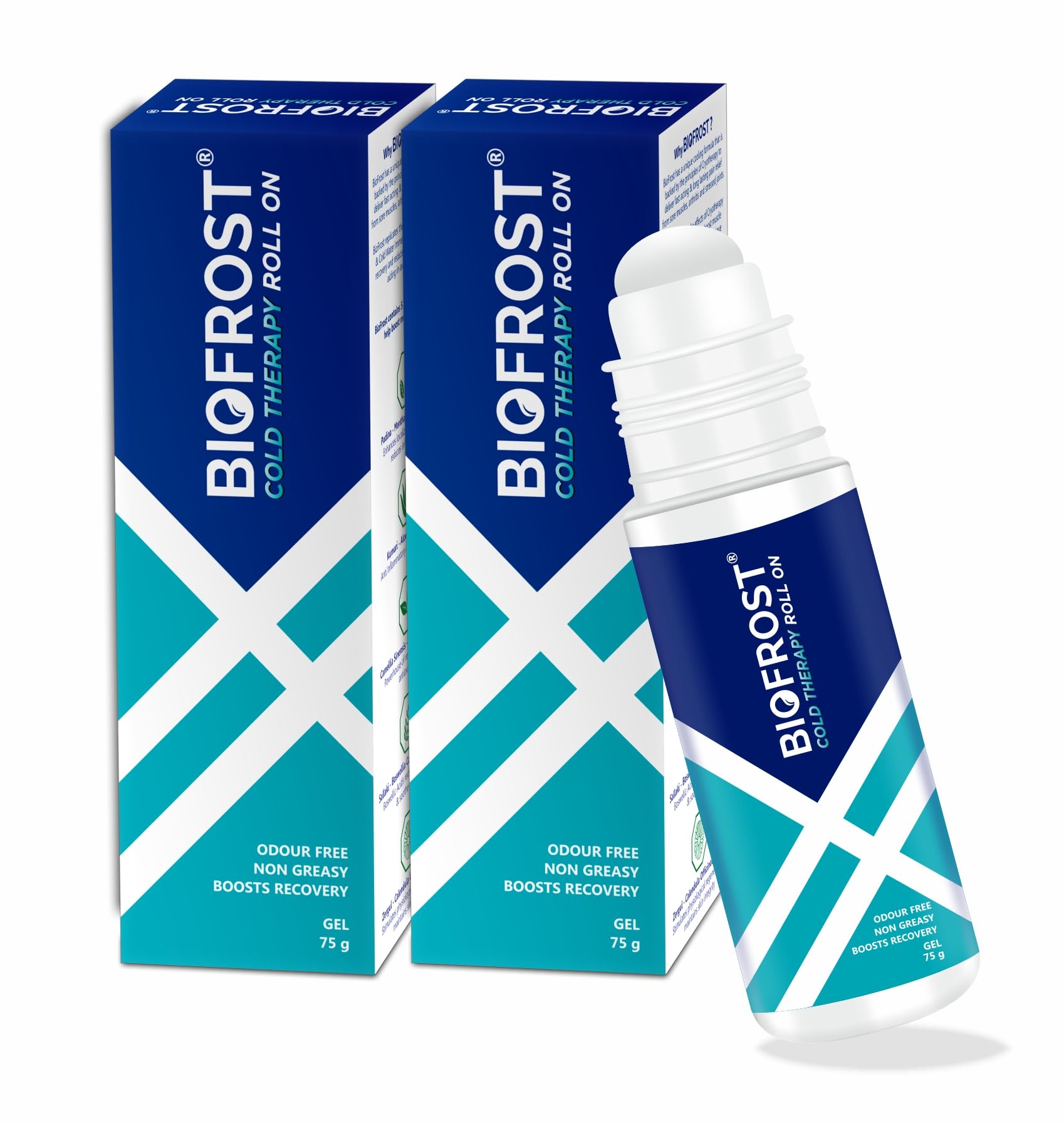 Biofrost Pain Relief Roll On - Pack of 2 (75 g Each) | Convenient Cold Therapy for Muscle Recovery & Pain Relief | Easy Roll-On Application