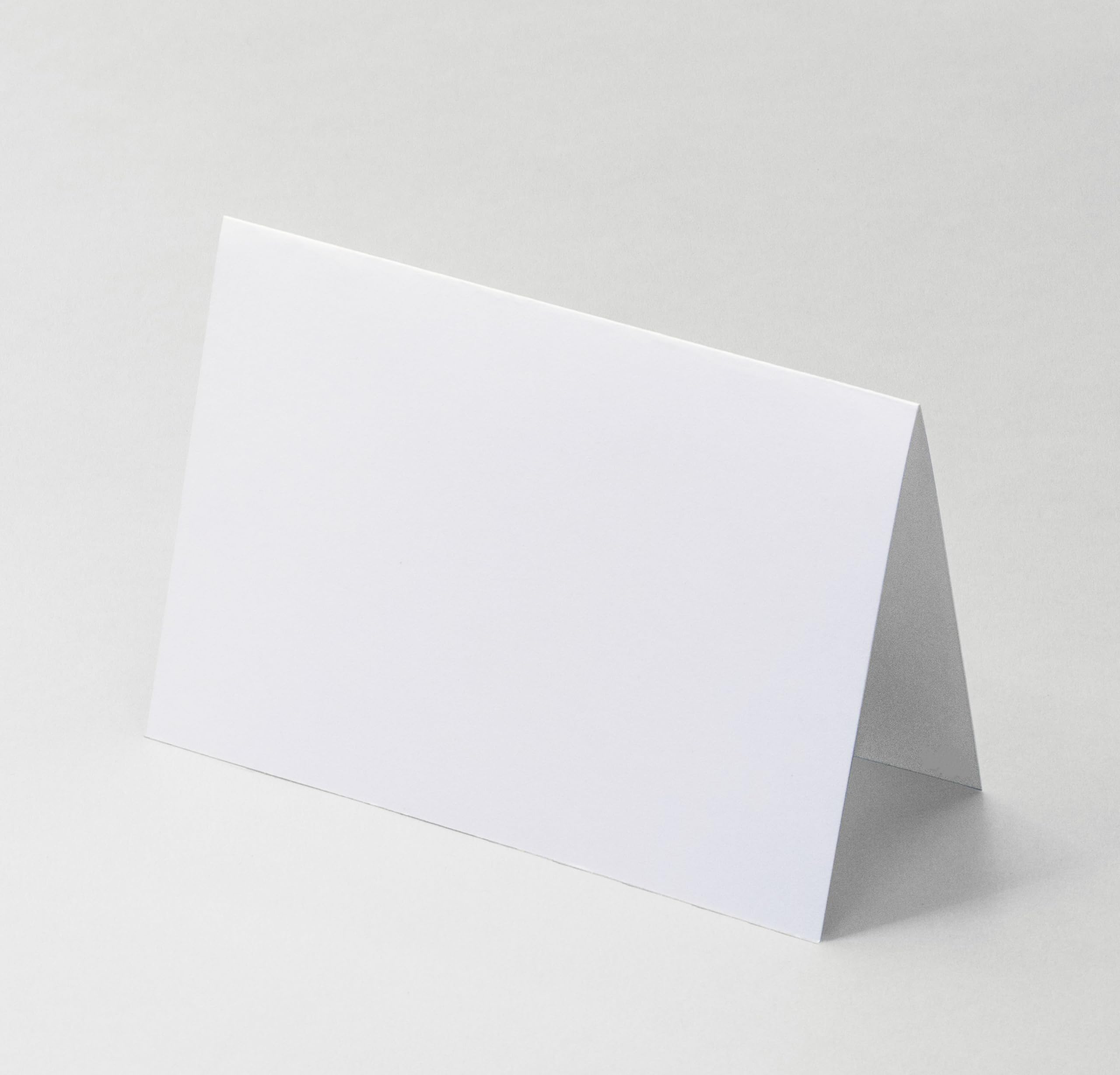 4x6"Plain White Folding Tent Cards (Set of 50)-8x6"Folds to 4x6"- Simple Blank Card Stock for Writing, Stamping, Drawing - Make Your Own Note, Thank You Cards