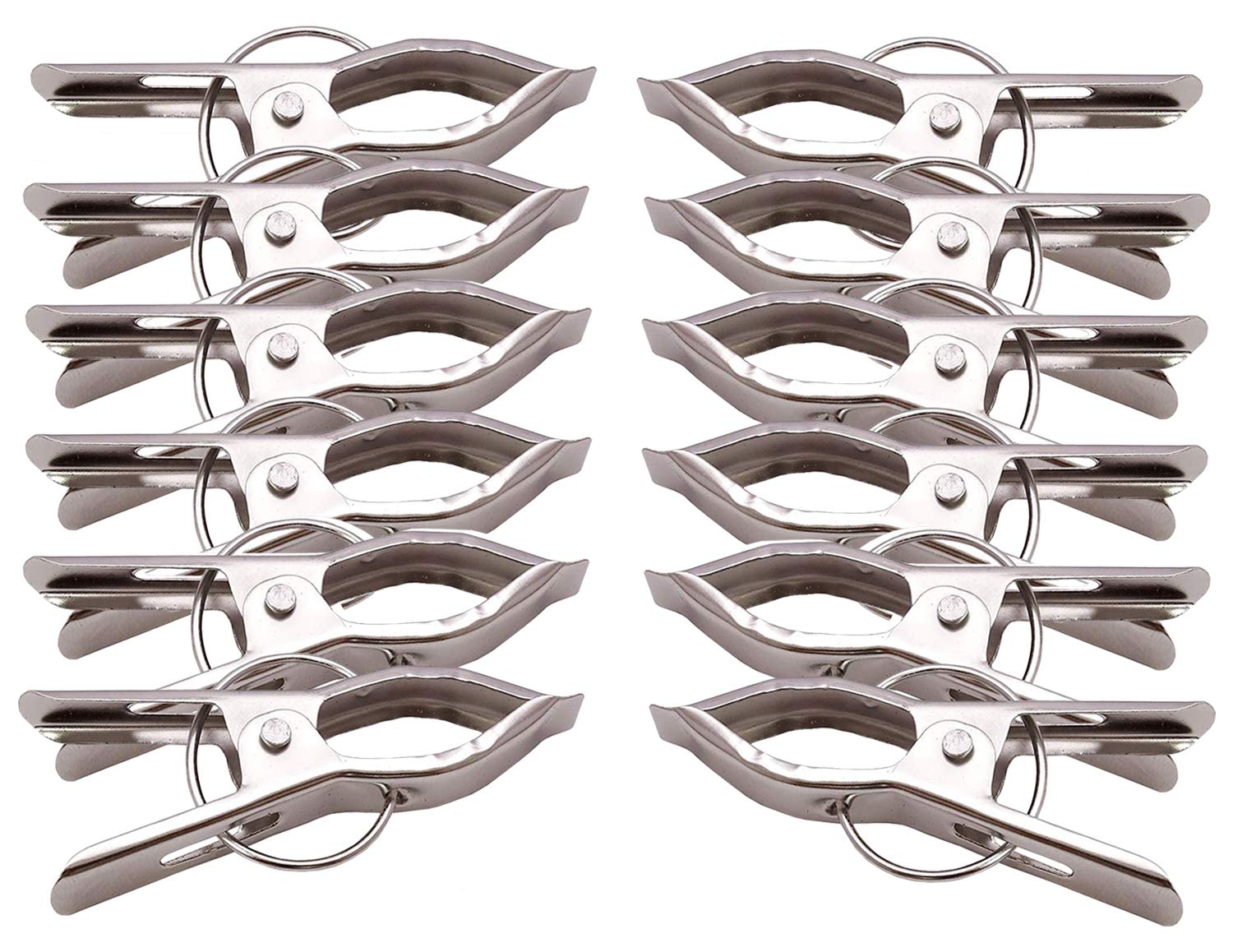 Kuber Industries Hanging Cloth Drying Pegs/Clips|Heavy Duty & Stainless Steel Material|Will Not Rust Clothes|Size 7 x 3 x 1 CM, Set of 12 Piece (Silver)