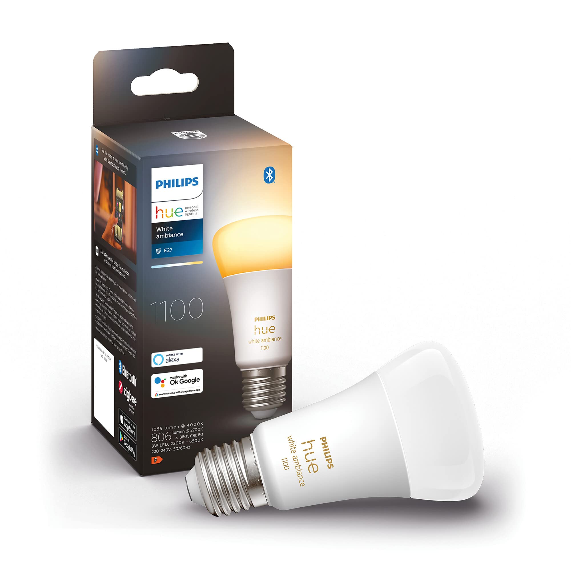 Philips HueBulb E27 (A60) 9W-75W 1100 Lumens White Ambiance Light