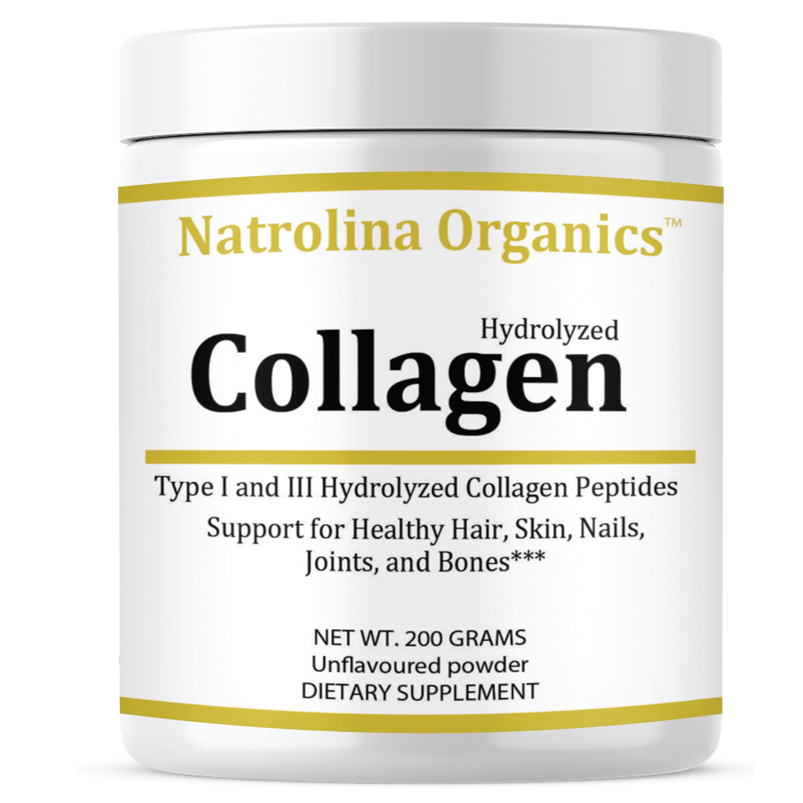 Natrolina Hydrolyzed Bovine Collagen Powder 200g Type I & 3 Unflavoured Collagen Peptides for Healthy Skin, Hair, Nails, Joints & Bones Support | Anti Aging Joint Formula Collagen Powder Supplement