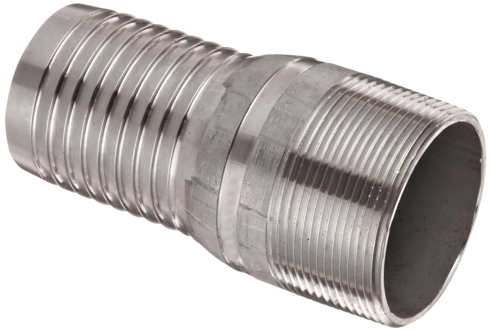 Dixon RST25 Stainless Steel 316 Hose Fitting, King Combination Nipple Threaded End with No Knurl, 2" NPT Male x 2" Hose ID Barbed