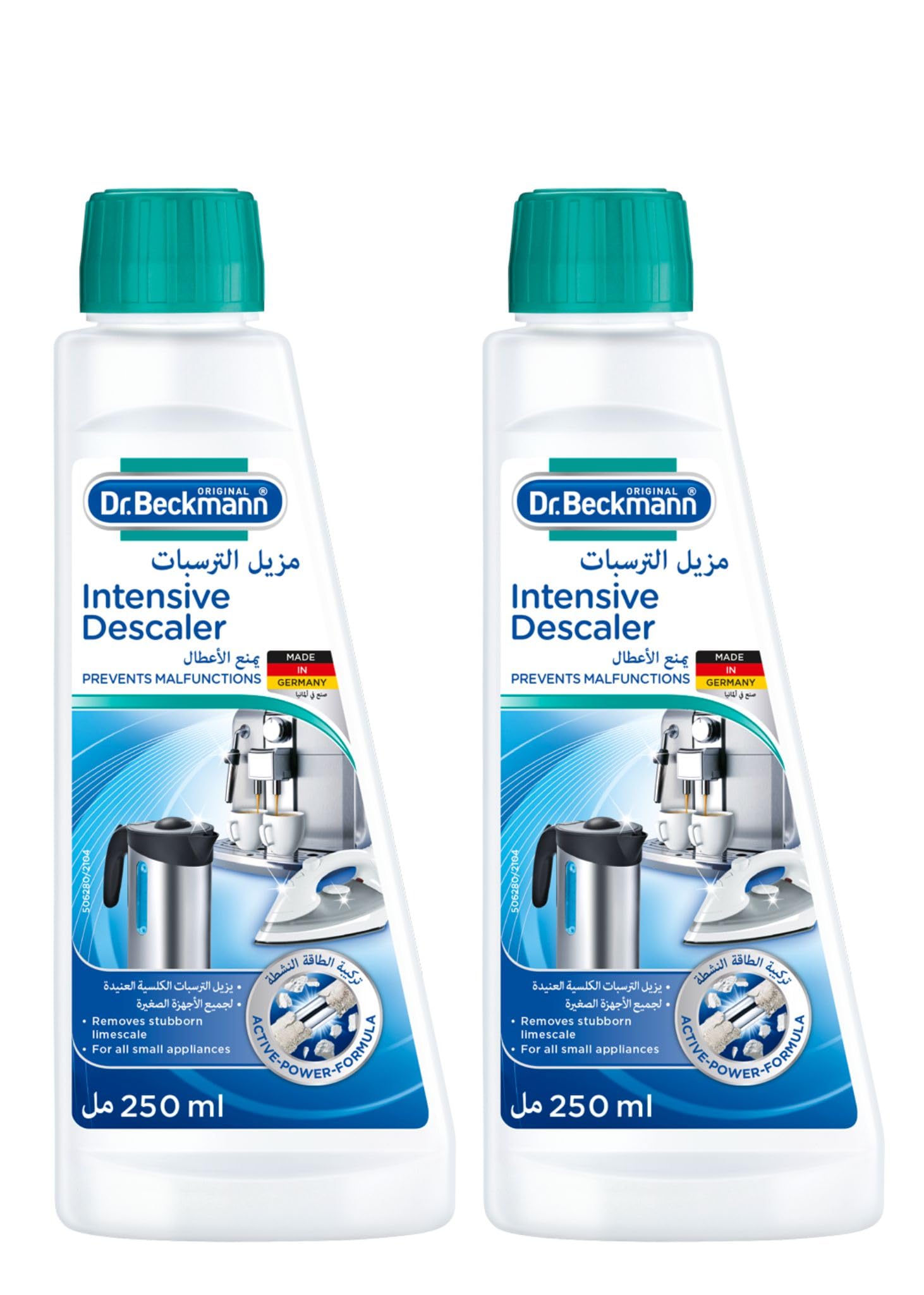 Dr. Beckmann Intensive Descaler-Removes Stubborn Limescale-With Active Power Formula-Works Faster-Effective-Easy to Use-For all Small Appliances-Prevents Damage-Made in Germany-250 ML x 2 Twin Pack