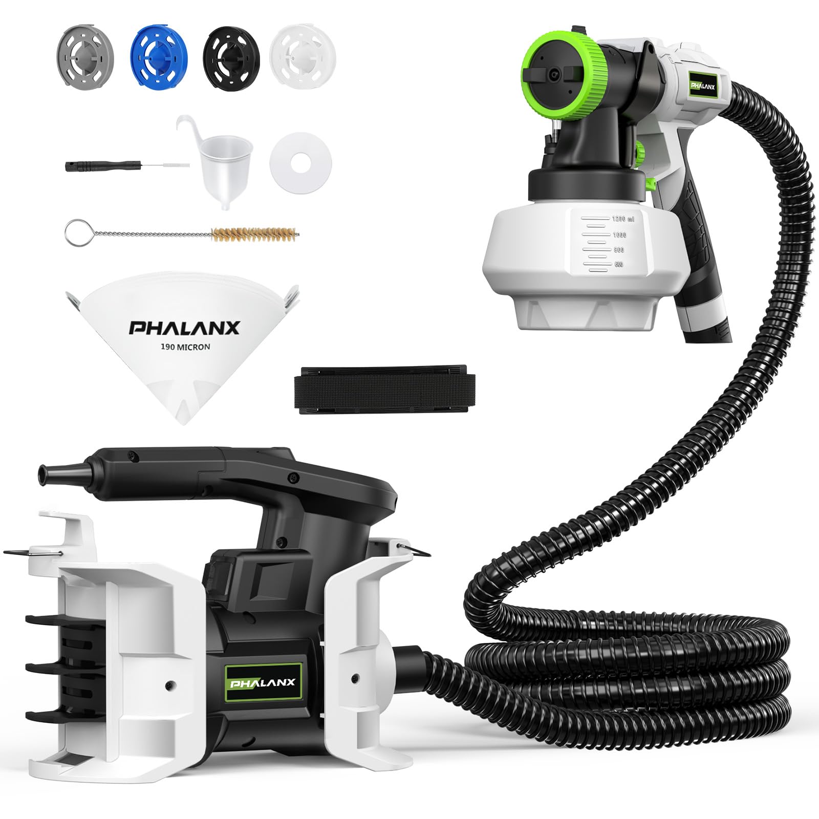 PHALANX Max Sprayer 150DIN-S HVLP Paint Sprayer,700W High Power Electric Big Spray Paint Gun,4 Nozzle Sizes & 3 Spray Patterns,Suitable for Indoor Walls, Furniture, Floors, Outdoor Wall Lights