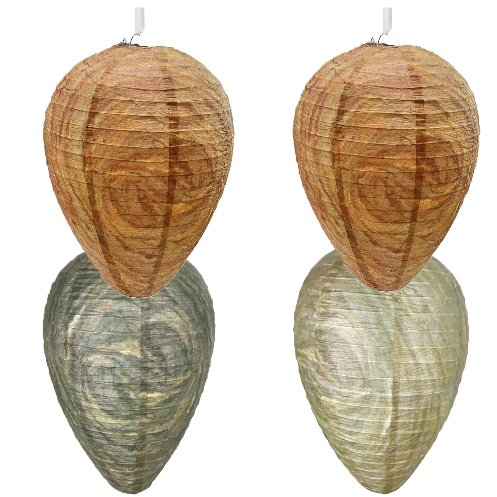 4 Pcs Wasp Nest Decoy Wasp Deterrent for Outdoor Hanging, Home and Garden(2pcsYellow，1 Green, 1 Light Brown)