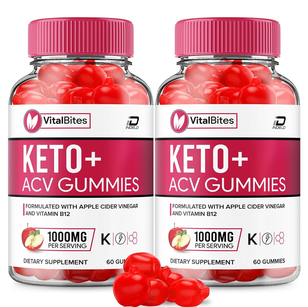 Vital Bites Keto ACV Gummies Supplement – VitalBites Keto + ACV Gummies Apple Cider Vinegar 1000MG, Vital Bytes Gummies Reviews, Vitamin B12 (2 Pack - 120 Gummies)