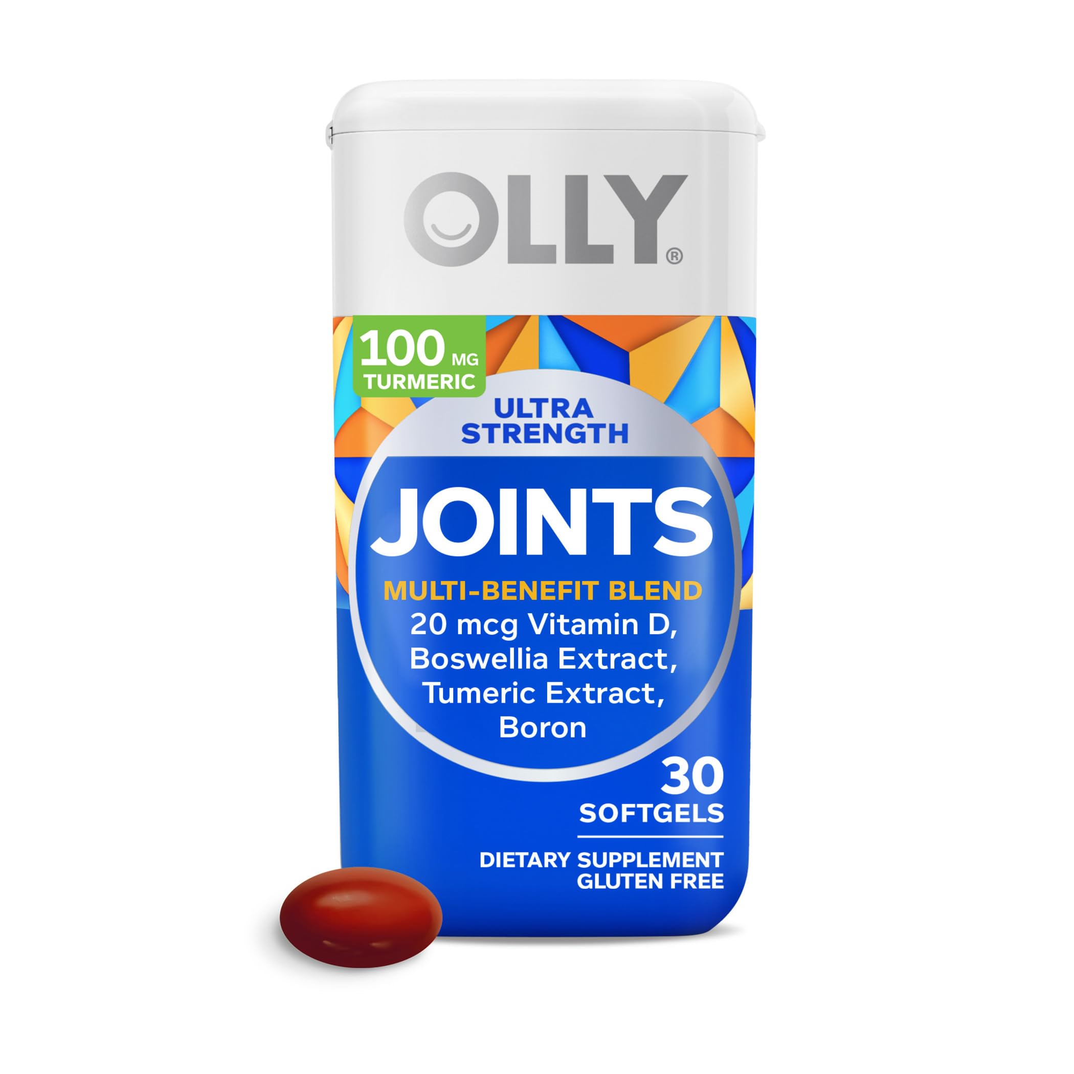 OLLYUltra Joint Softgels, Boswellic Extract, Turmeric, Vitamin D, Boron, 30 Day Supply - 30ct