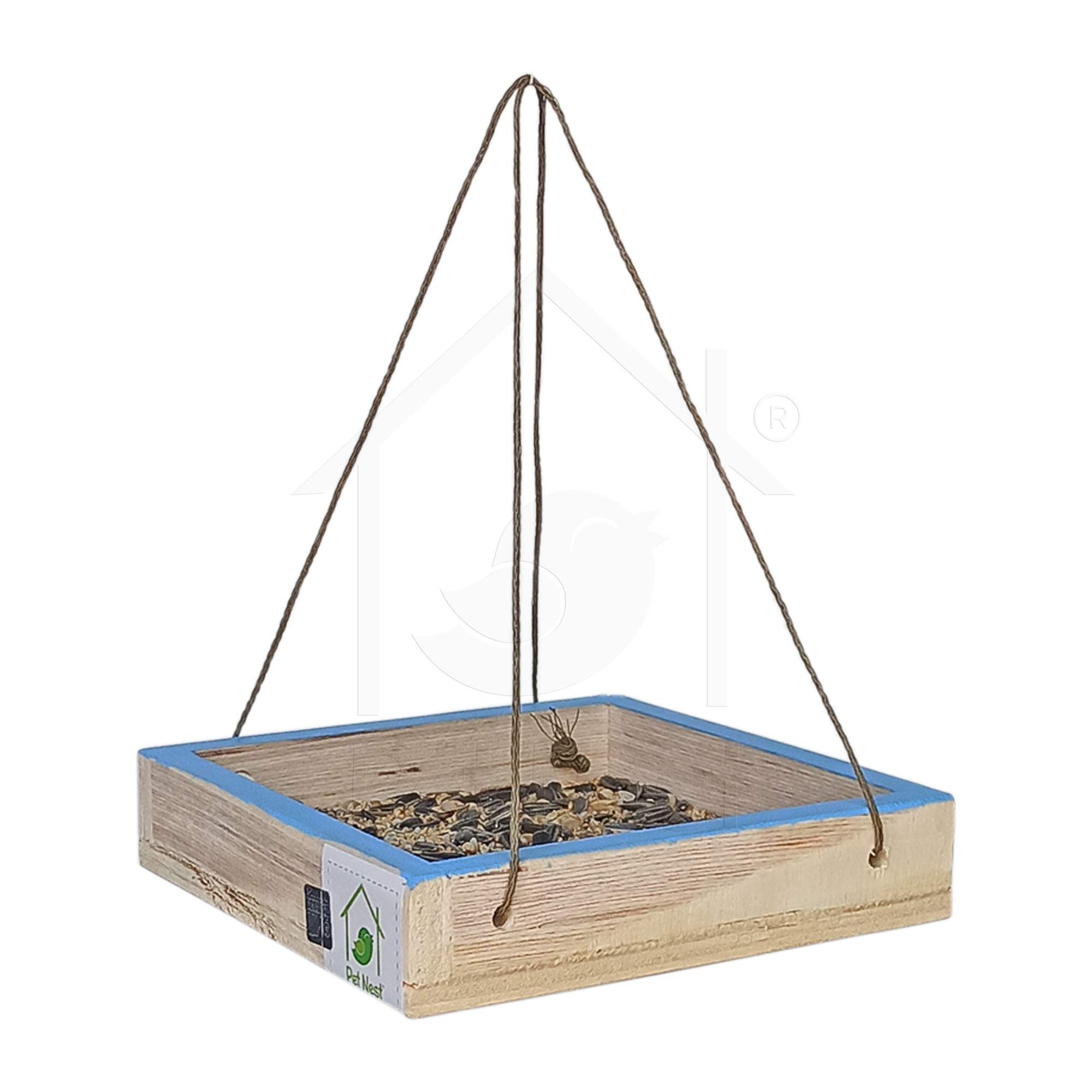 PetNest Wild Hanging Bird Feeding Tray 6'' inch for Small and Medium Birds Gift idea for Outside, Patio, Backyard, with Free Hanging