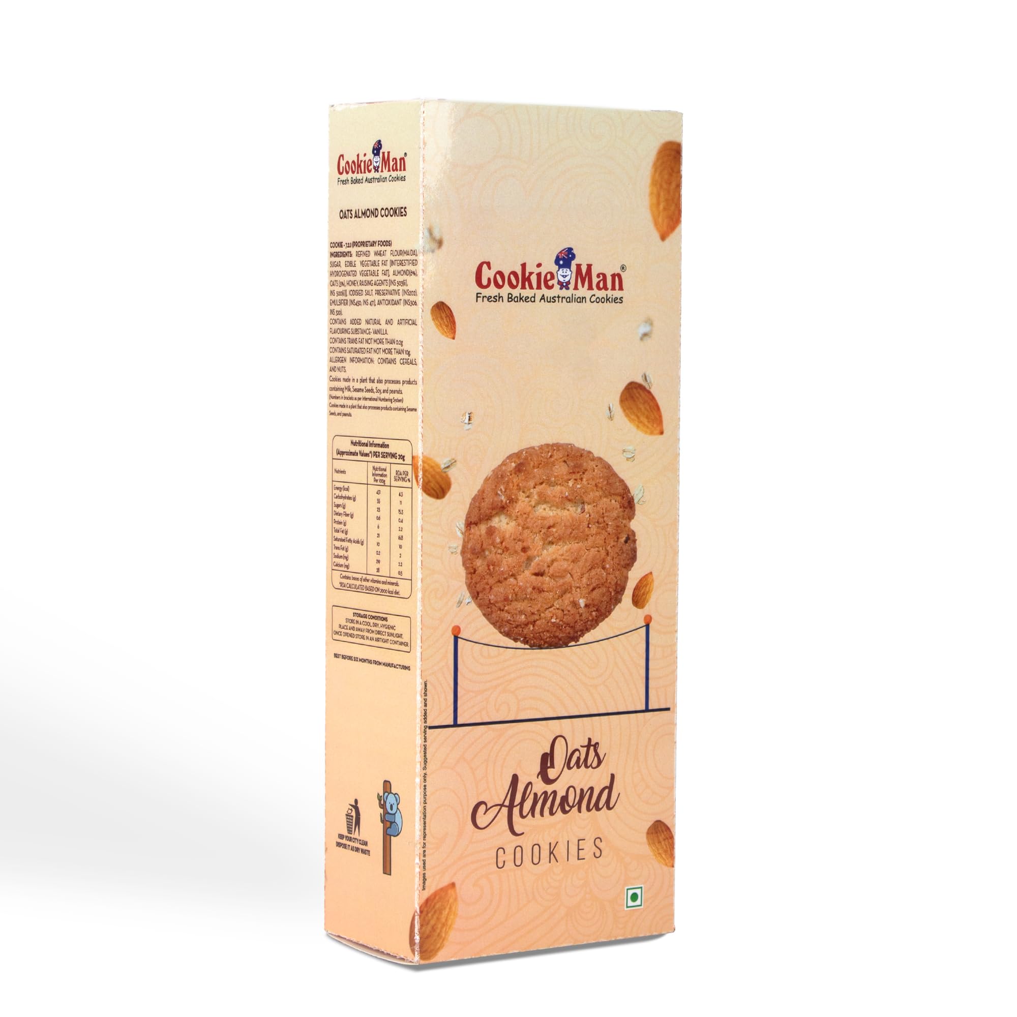 CookieMan Oats and Almond Cookies Biscuits - 150g