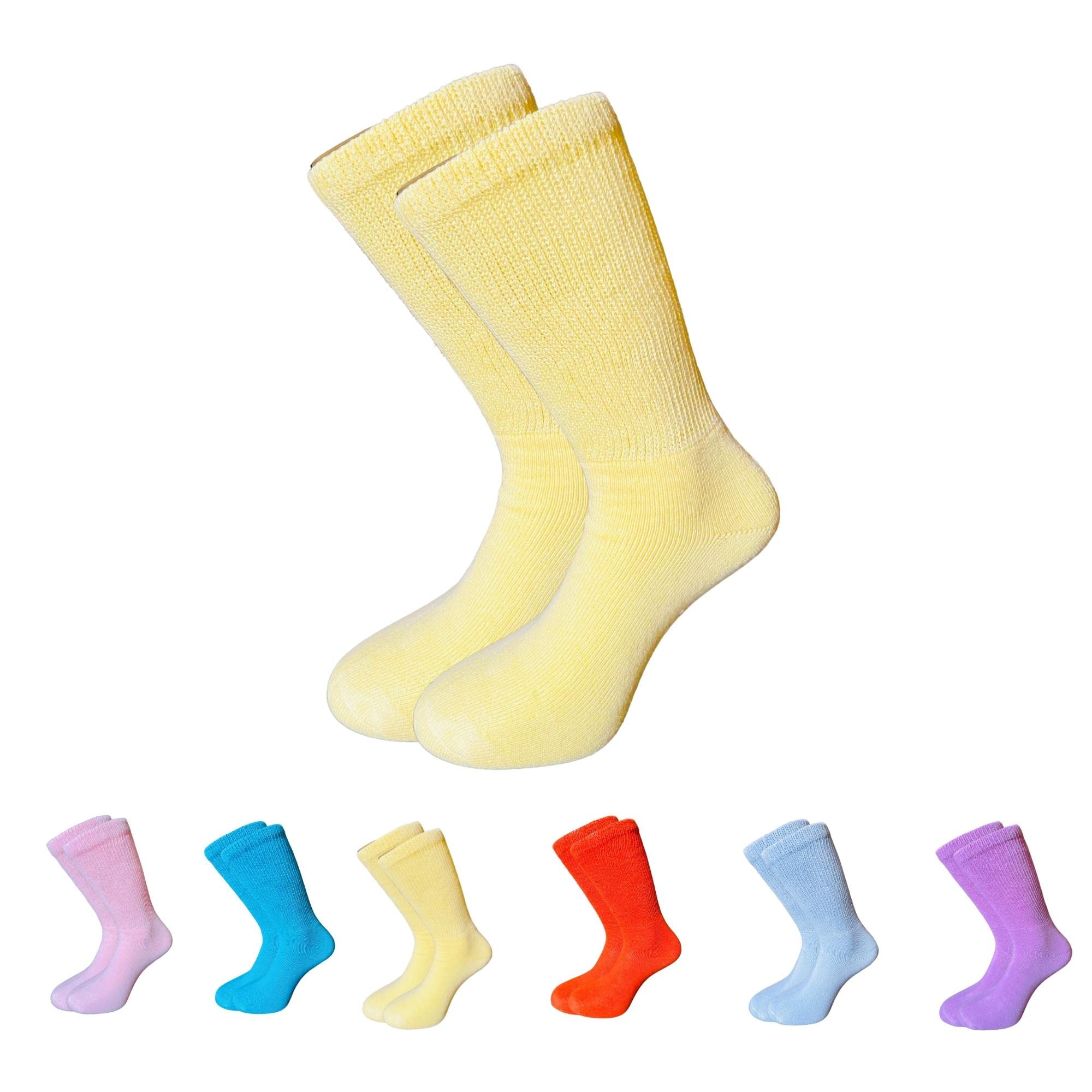 Diabetic Socks Women&Men 6 Pairs Colorful Cotton Diabetic Socks, Non Binding, Breathable, Smooth Toe Seem