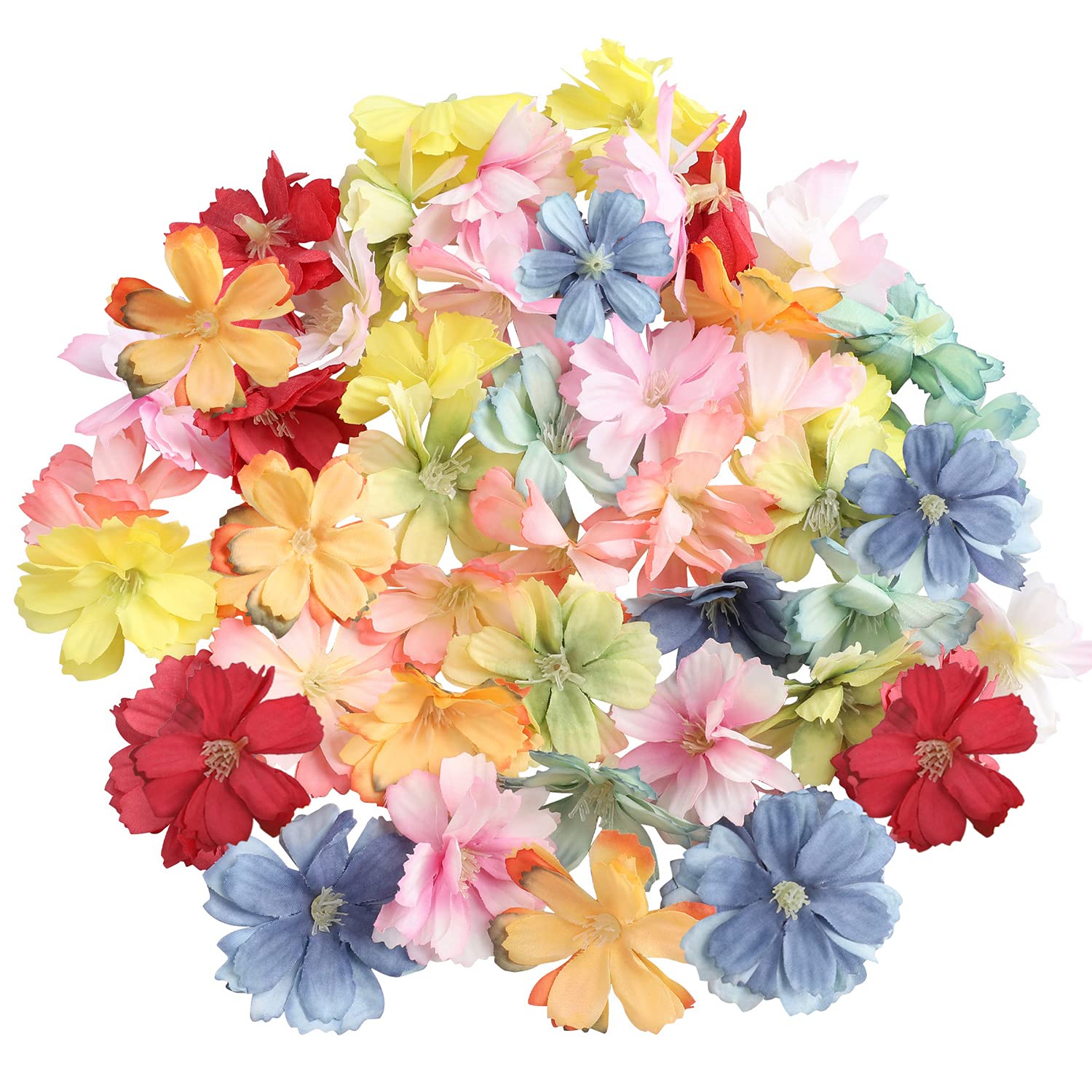 Yafe 50 pcs Artificial Flower Heads, 4.5cm Artificial Silk Flowers Handmade Flower Decor for Wedding Party Home Garden Marriage Car Shoes Hats Corsage Accessory Scrapbooking Accessories