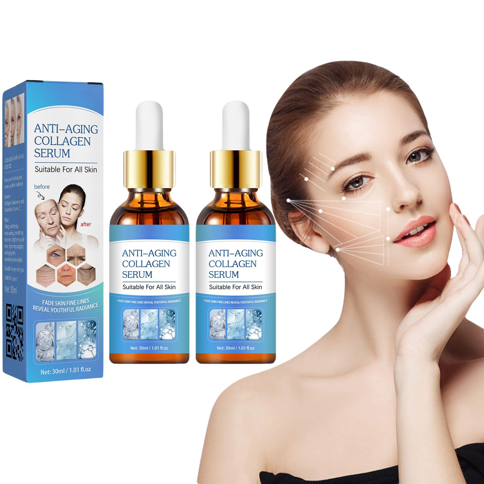 2 Pcs Olavita Face Serum, Face Serum, Stock Solution Facial Serum, in a Bottle, Instant Face Lift & Anti Aging Serum for Reduce Fine Lines, Wrinkles, Plump Skin