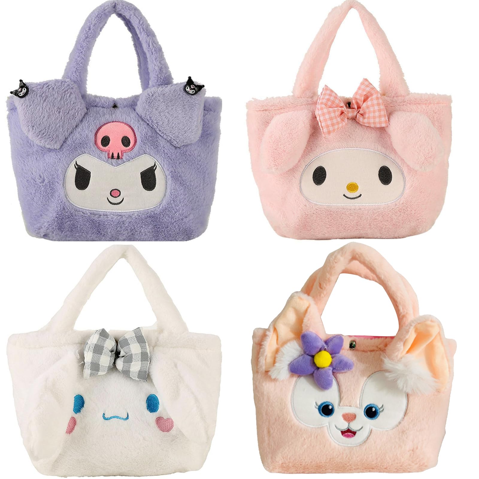 Kawaii Sanrio Cinnamoroll Plush Bag Cute Anime My Melody Plush Handbags Kuromi Kt Cat Purin Dog Plushie Backpack for Girls Kids